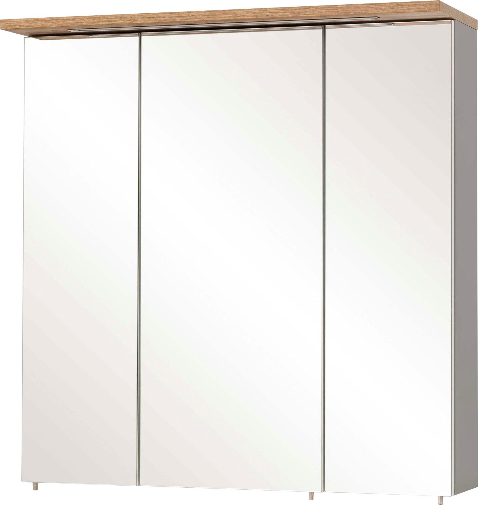 Schildmeyer Spiegelkast Profiel Breedte 70 cm, 3-deurs, ledverlichting, schakelaar-/stekkerdoos