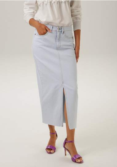 aniston casual jeans rok blauw