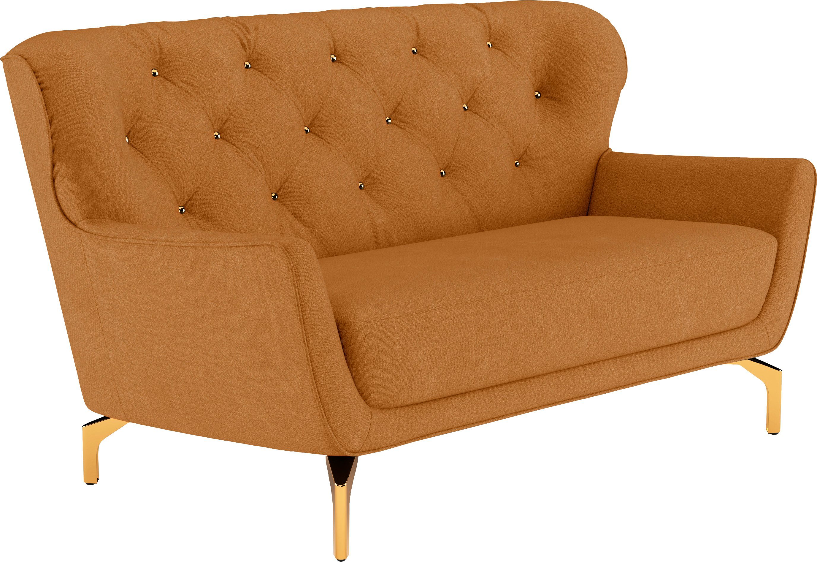 sit&more 2-zitsbank Orient 3 incl. 2 sierkussens met strassteentjes, goudkleurige metalen poten