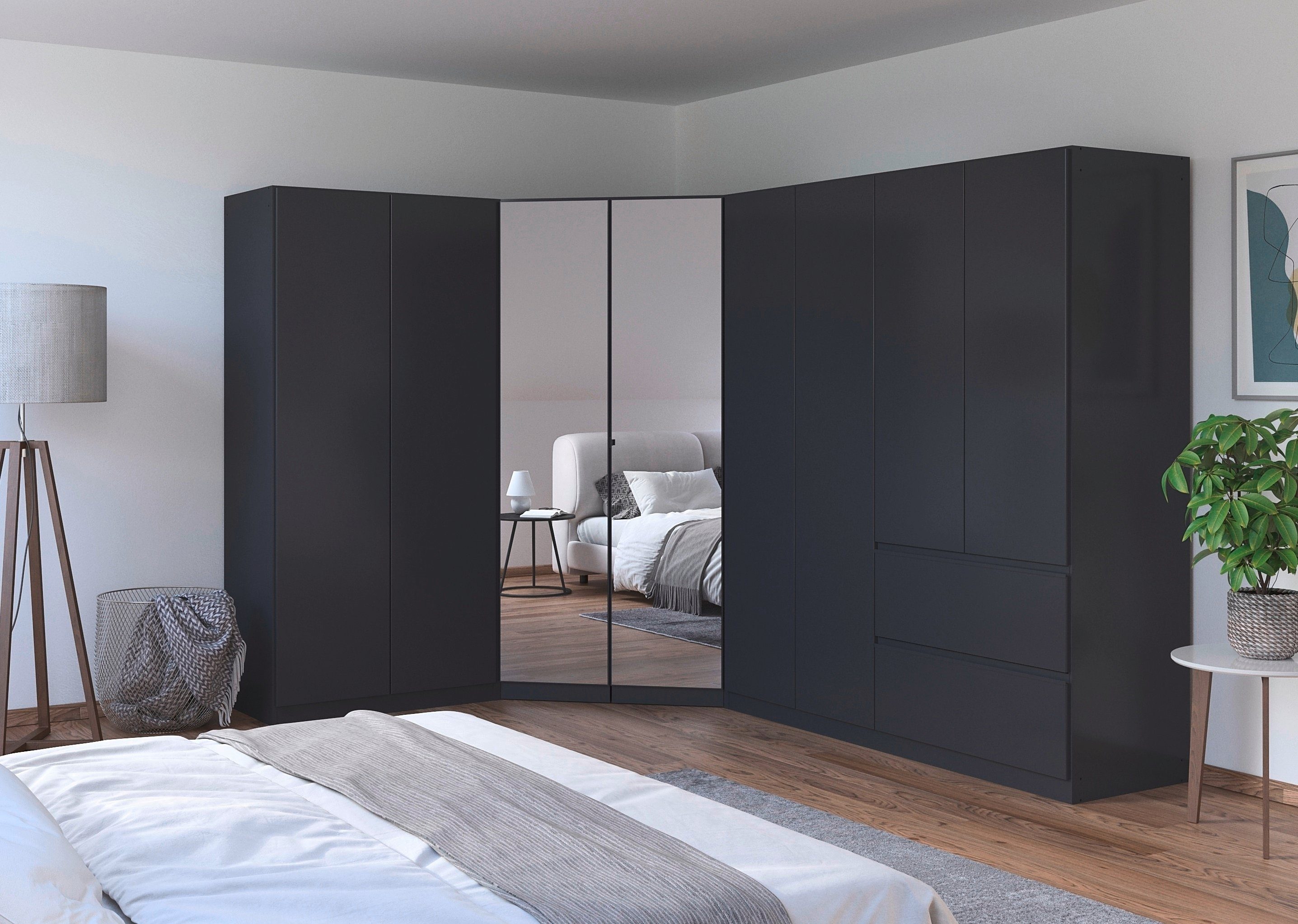 rauch Kastenset Kledingkast kast garderobe waskast COSTA met spiegel veel ruimte, greeploze front en push-to-open functie made in germany