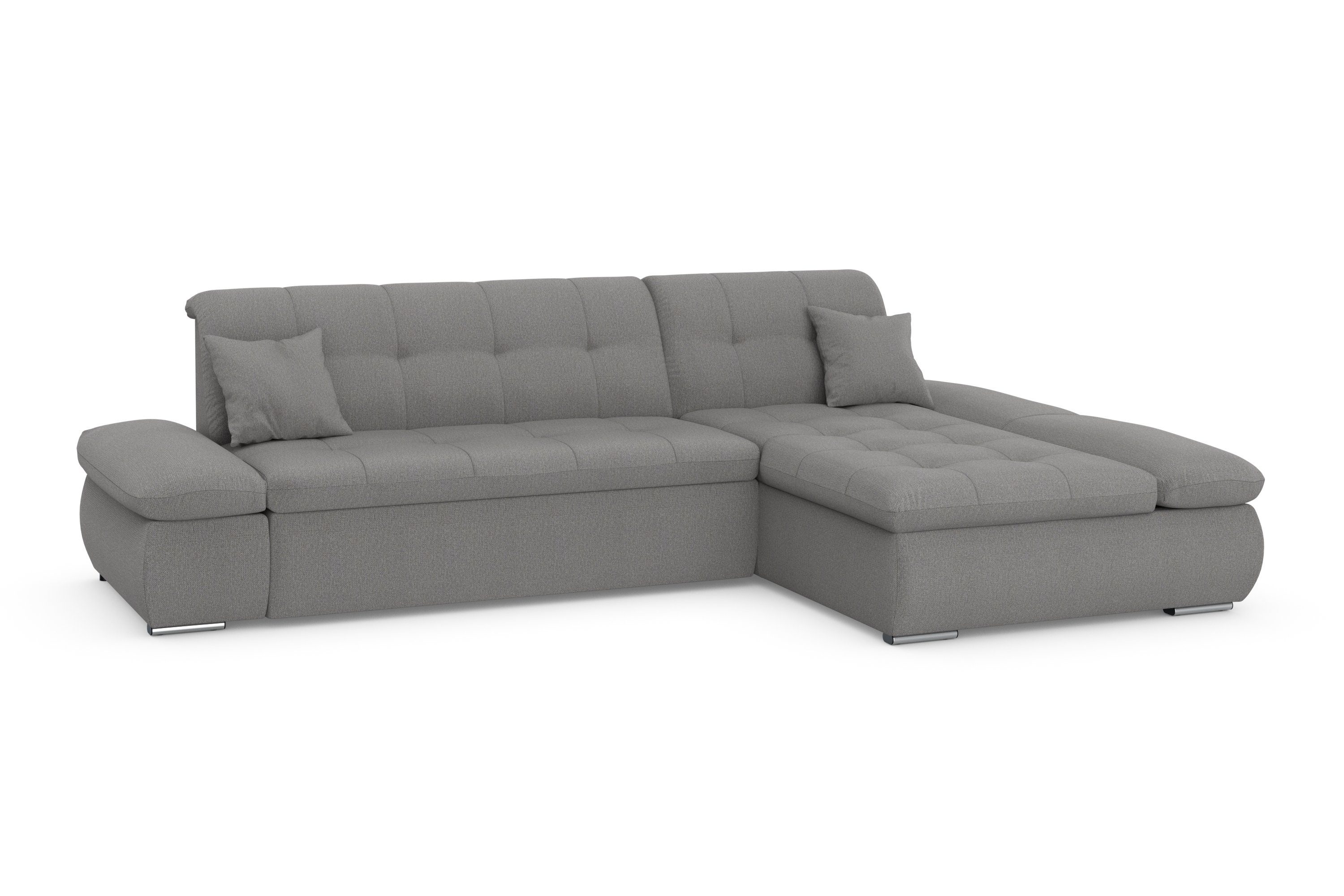 DOMO collection Hoekbank Moric, L-vorm, XXL-bank - Breedte 300cm keuze met bedfunctie en armleuningverstelling, donkergroen