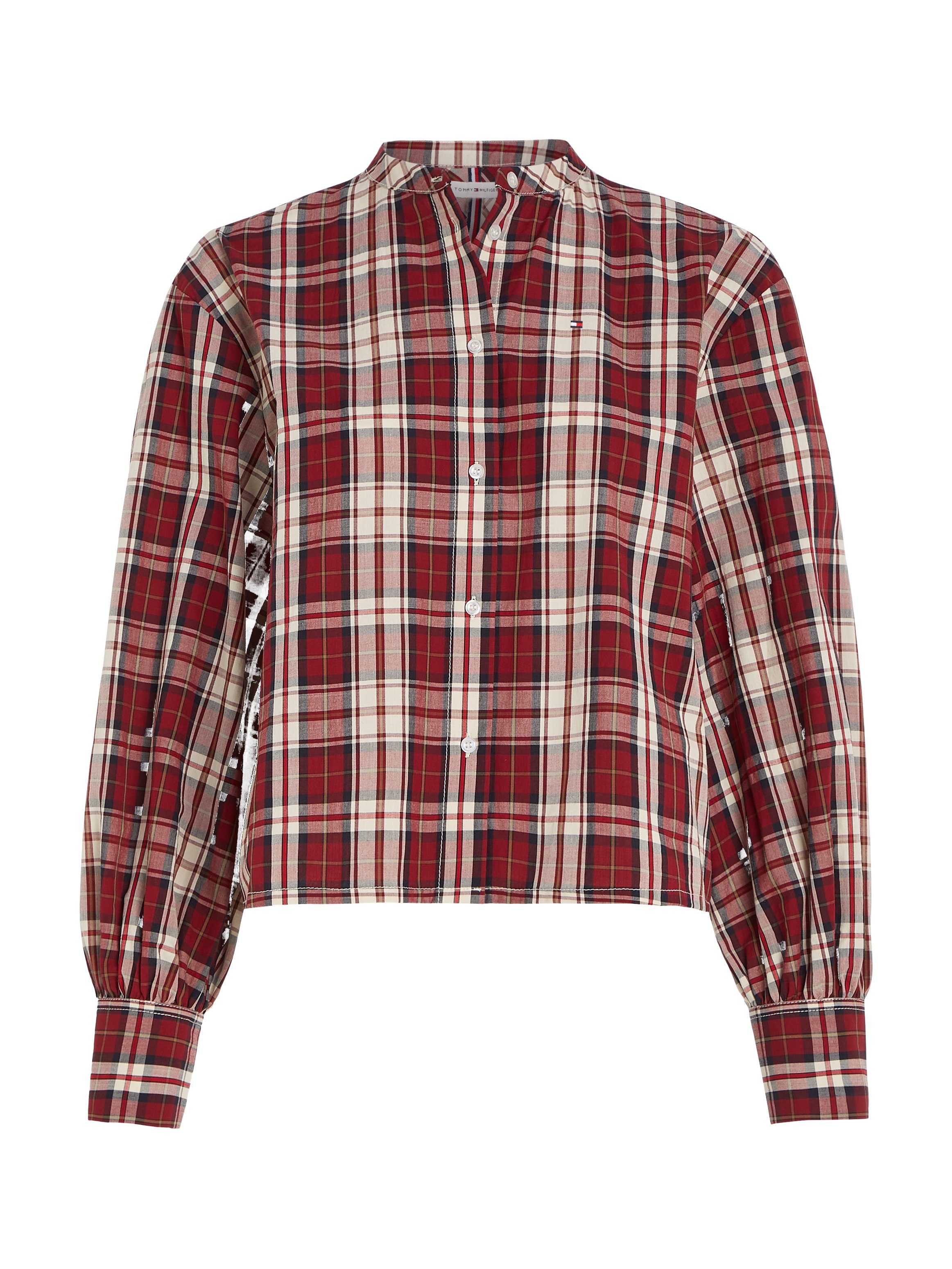 Tommy Hilfiger Blouse met lange mouwen TARTAN CO COLLARLESS SHIRT