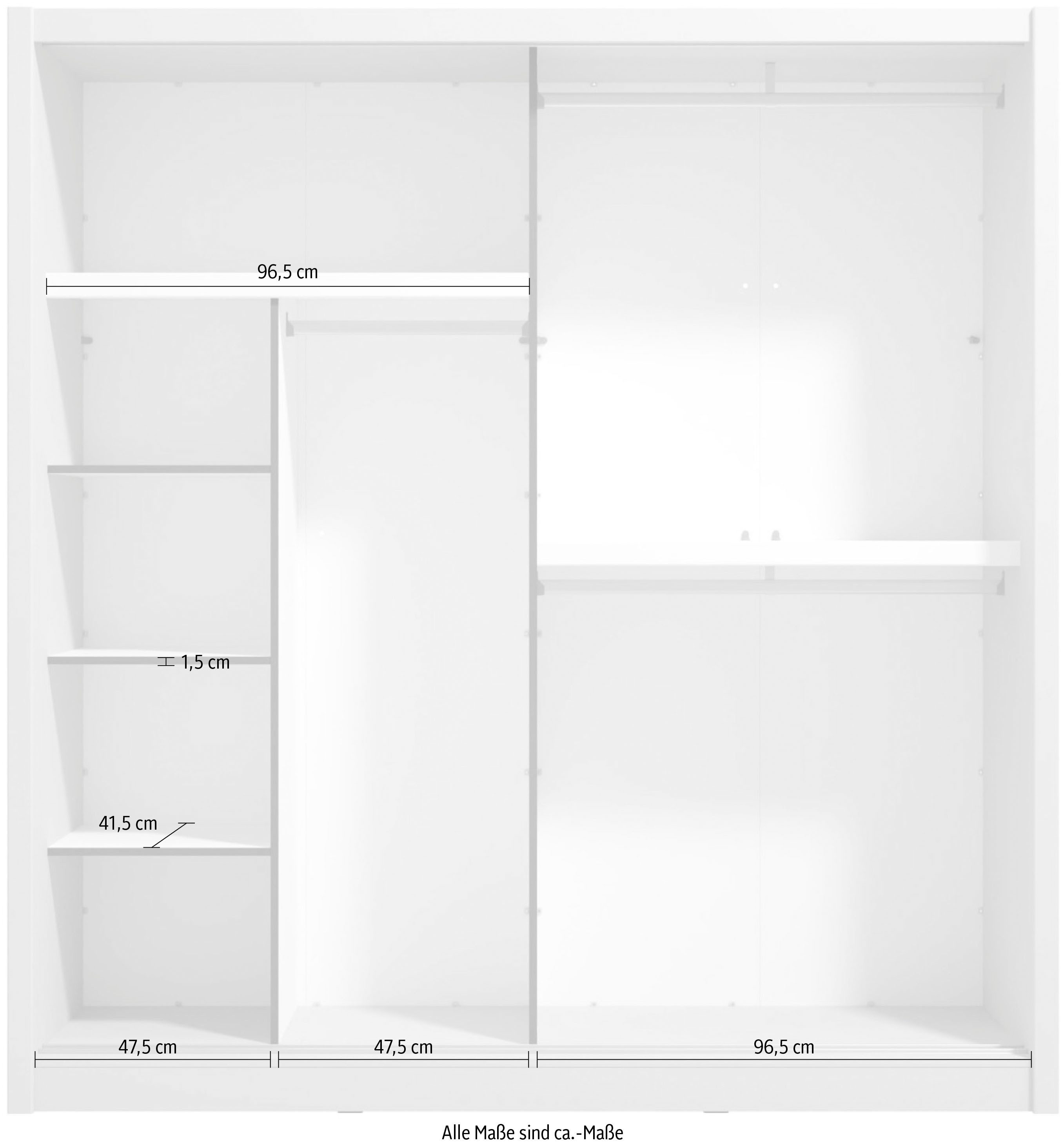 INOSIGN Schuifdeurkast Albi, slaapkamerkast, linnenkast in cashmere of wit Kledingkast met spiegel MET binneninrichting, FSC®-gecertificeerd