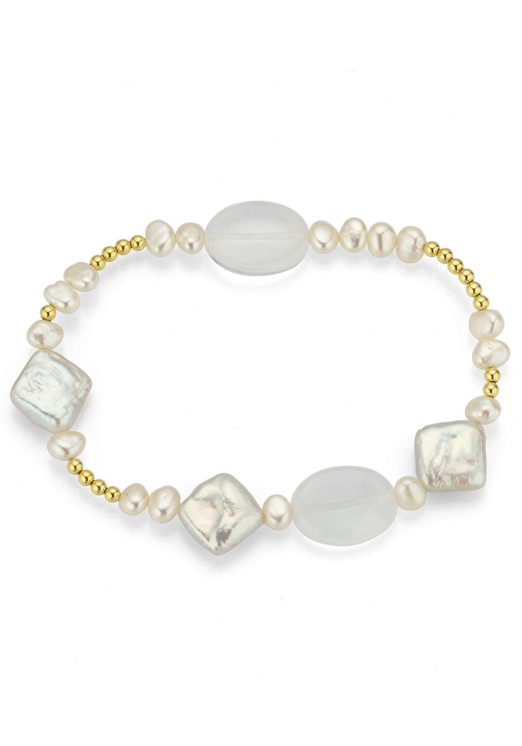 Firetti Kralenarmband Sieraad cadeau armbanden armbandketting parel Made in Germany - met bergkristal en zoetwater gekweekte parel dames armbanden wit