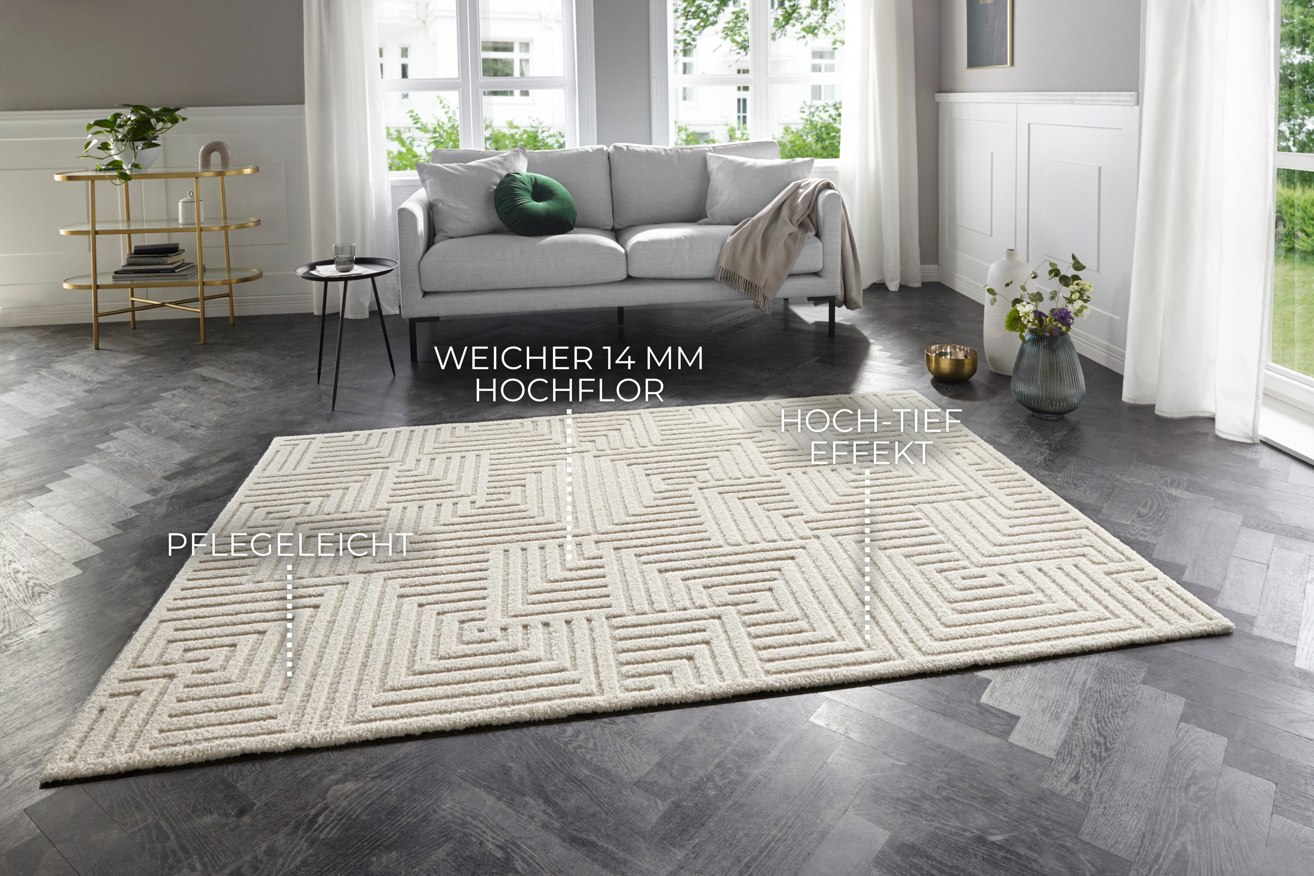 ELLE DECORATION Design-vloerkleed Manipu Zachte korte pool, reliëfeffect, modern, zacht, woonkamer