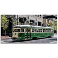 artland print op glas historische tram in san francisco (1 stuk) groen