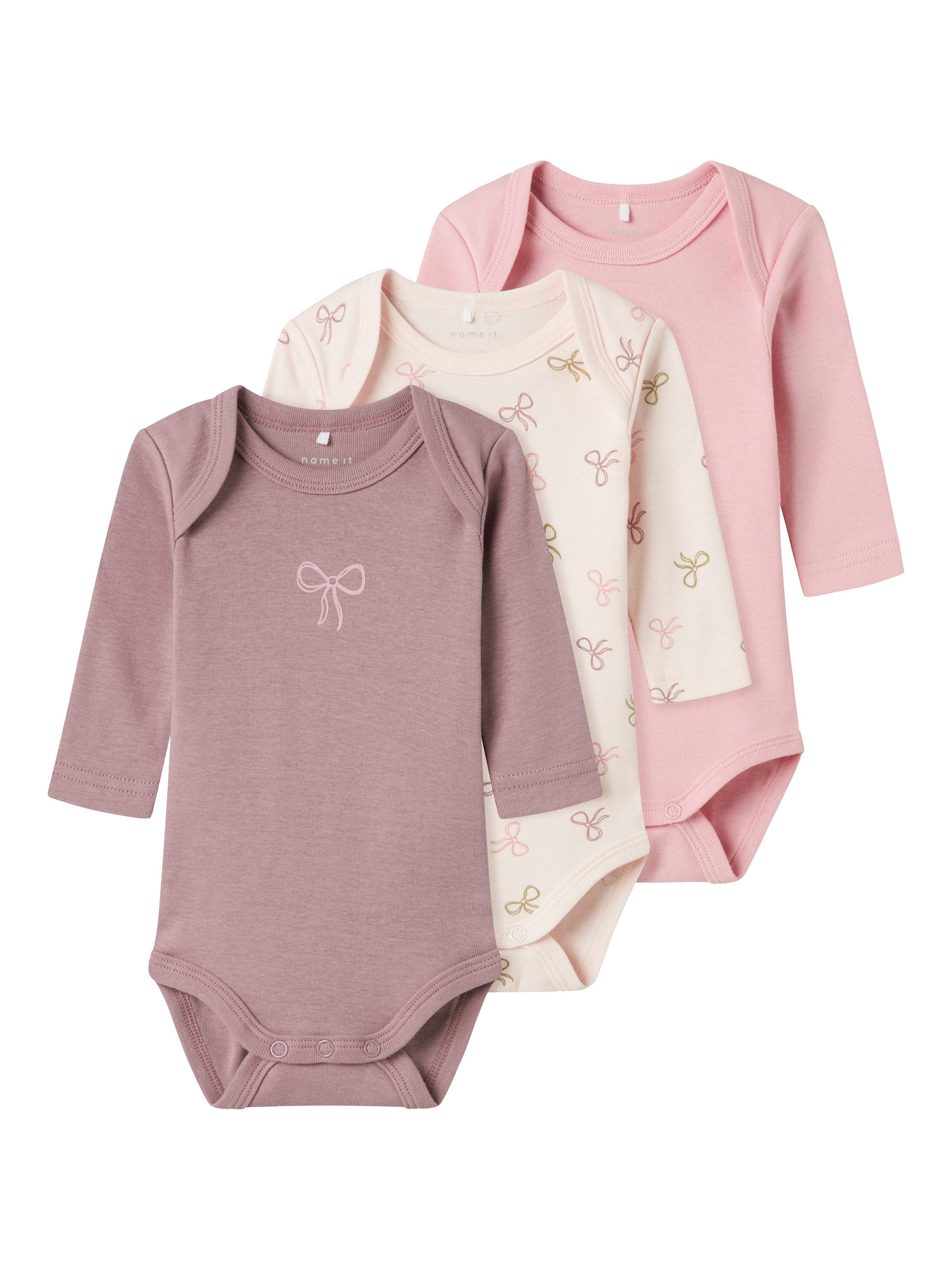 Name It Body met lange mouwen NBFBODY 3P LS BARELY PINK BOW NOOS (set 3-delig)
