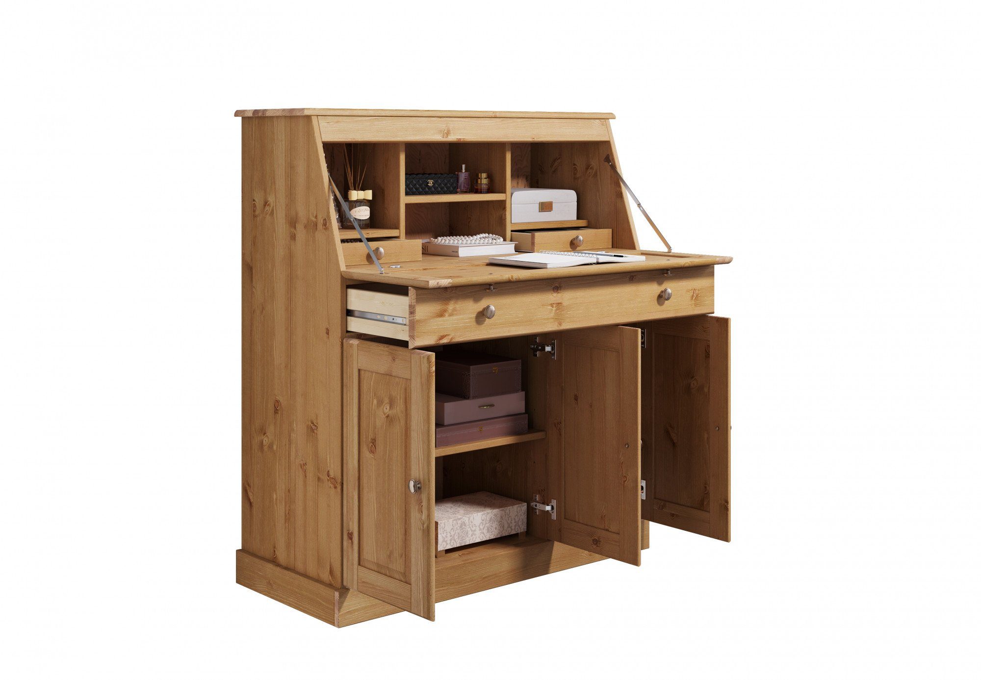 Home affaire Secretaire Rossi gemaakt van massief dennenhout, variabel verstelbare inlegplanken, breedte 97 cm