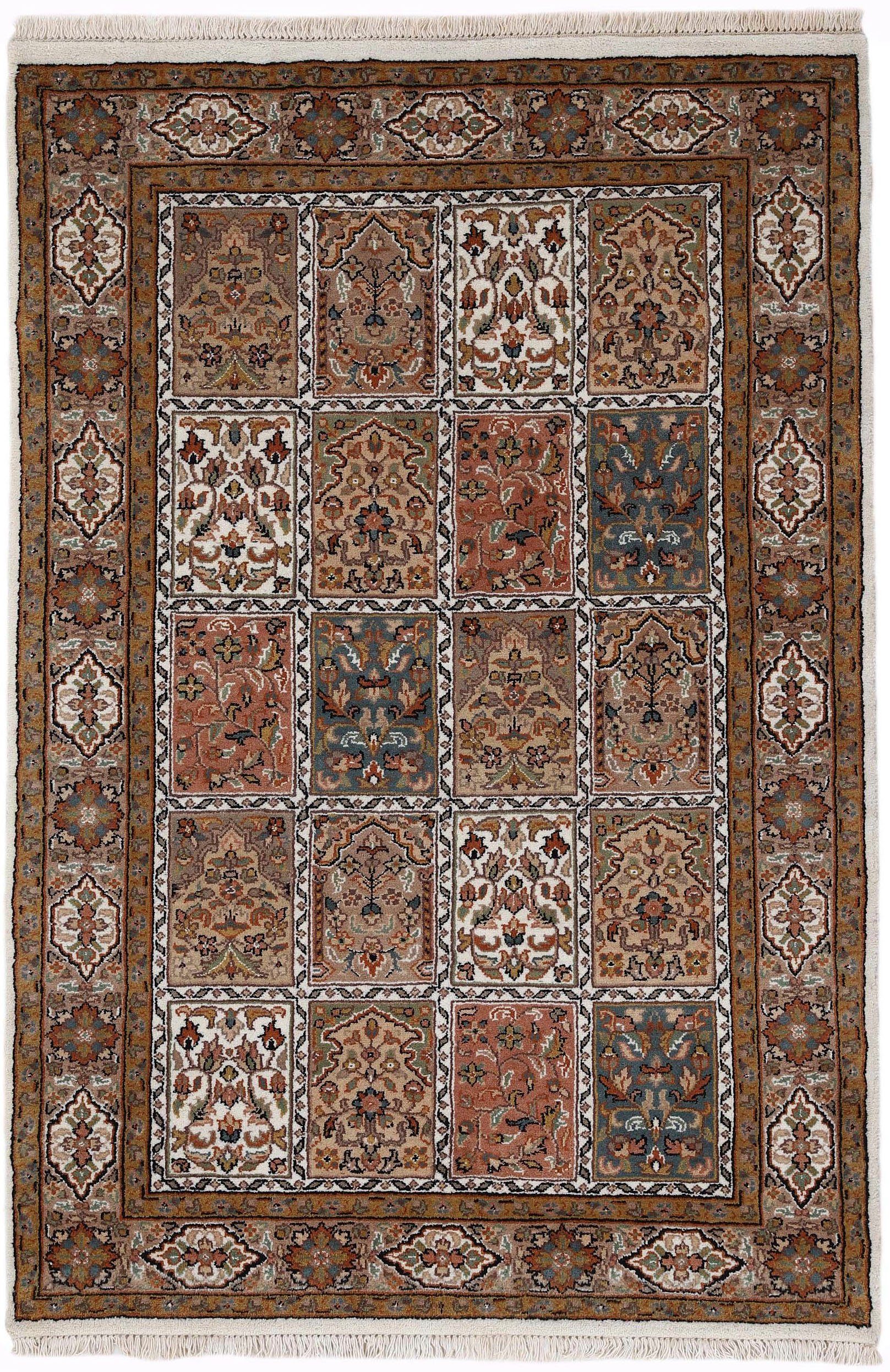 Woven Arts Oosters tapijt Bakhtiar met de hand geknoopt, woonkamer, zuivere wol oosterse vloerkleden maat 60 cm x 90 cm x 15 mm beige