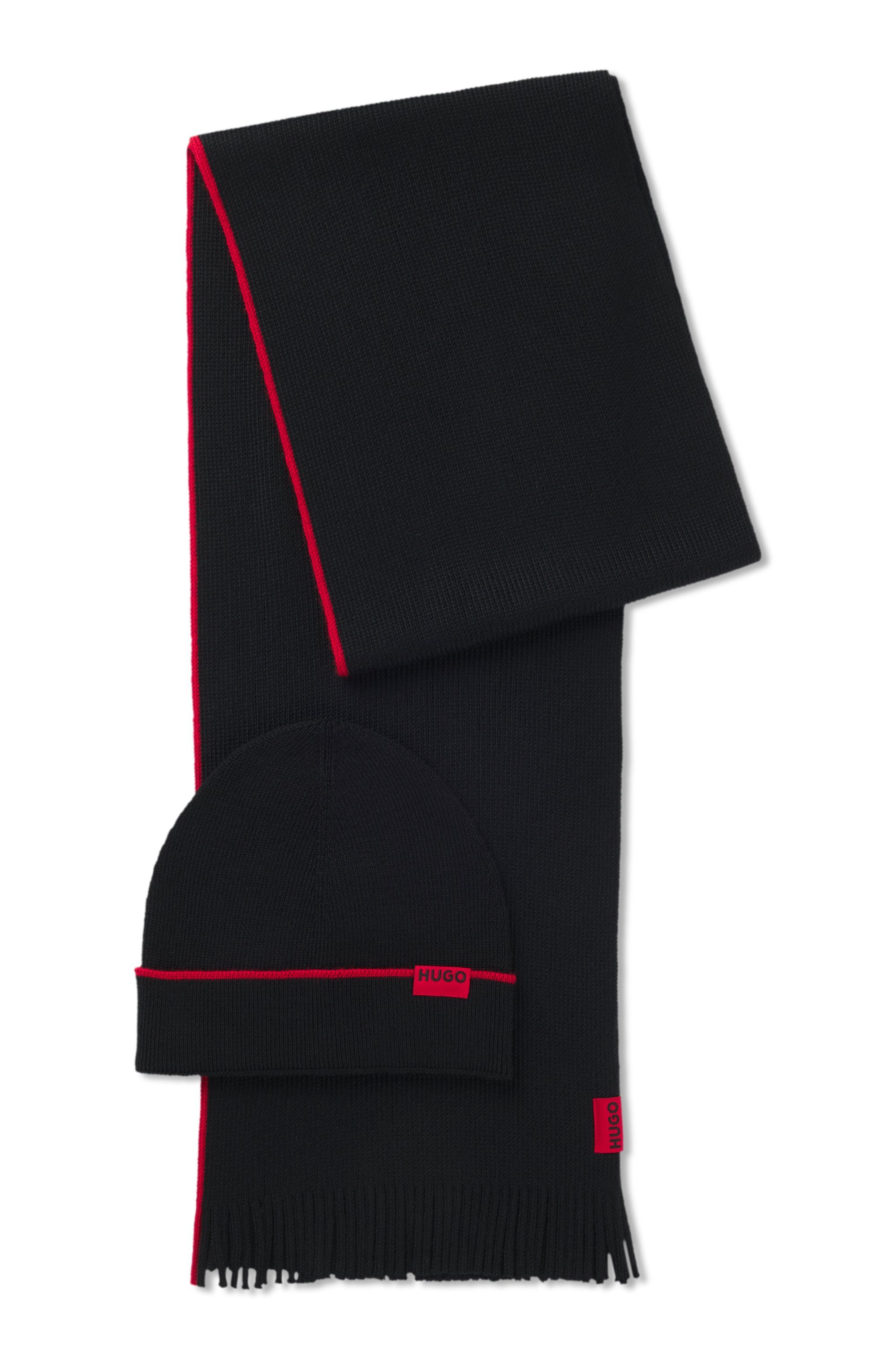 HUGO Sjaal Zaschel Set (set, 2 stuks, Met bijpassende muts)