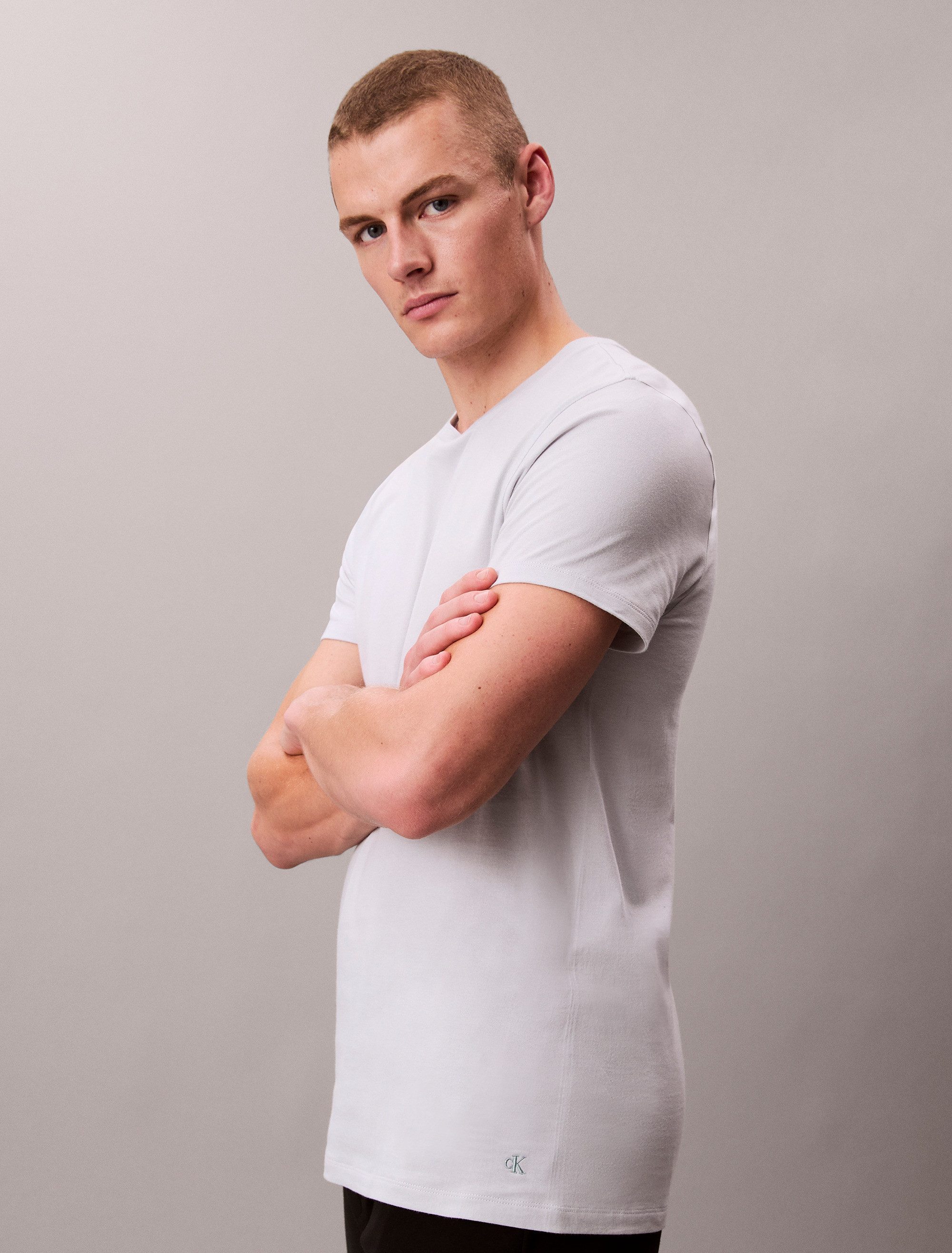 Calvin Klein T-shirt S/S CREW NECK 3PK met geborduurd logo (3-delig, Set van 3)