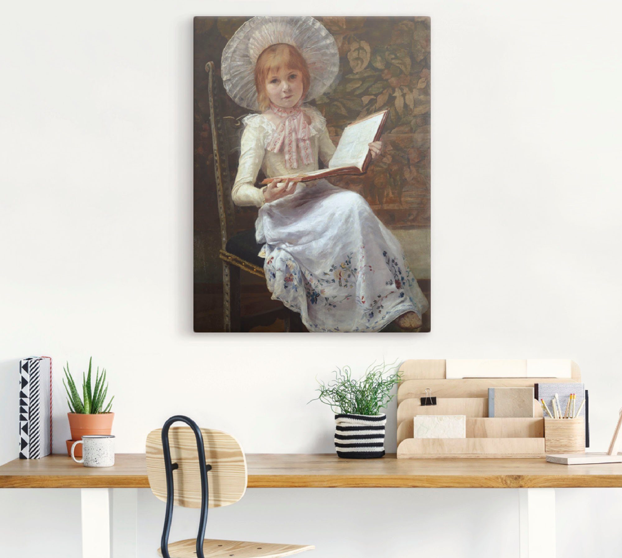 Artland Artprint op linnen Dochter Ida met prentenboek.