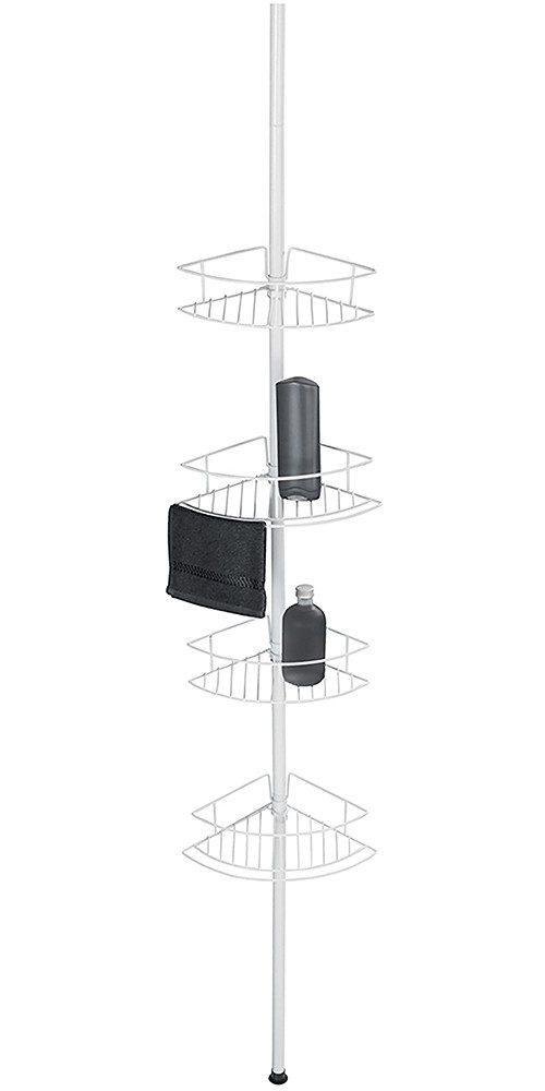 WENKO Telescooprek Modell Dolcedo met 4 planken voor douche en bad zonder boren, roestvrijstaal