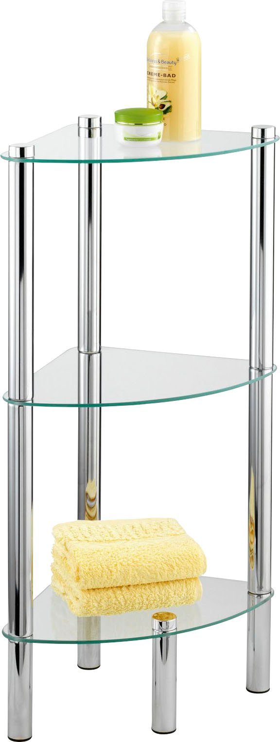 WENKO Hoekrek Yago 1 plank rekjes en opbergen maat 30x30x74 cm zilver