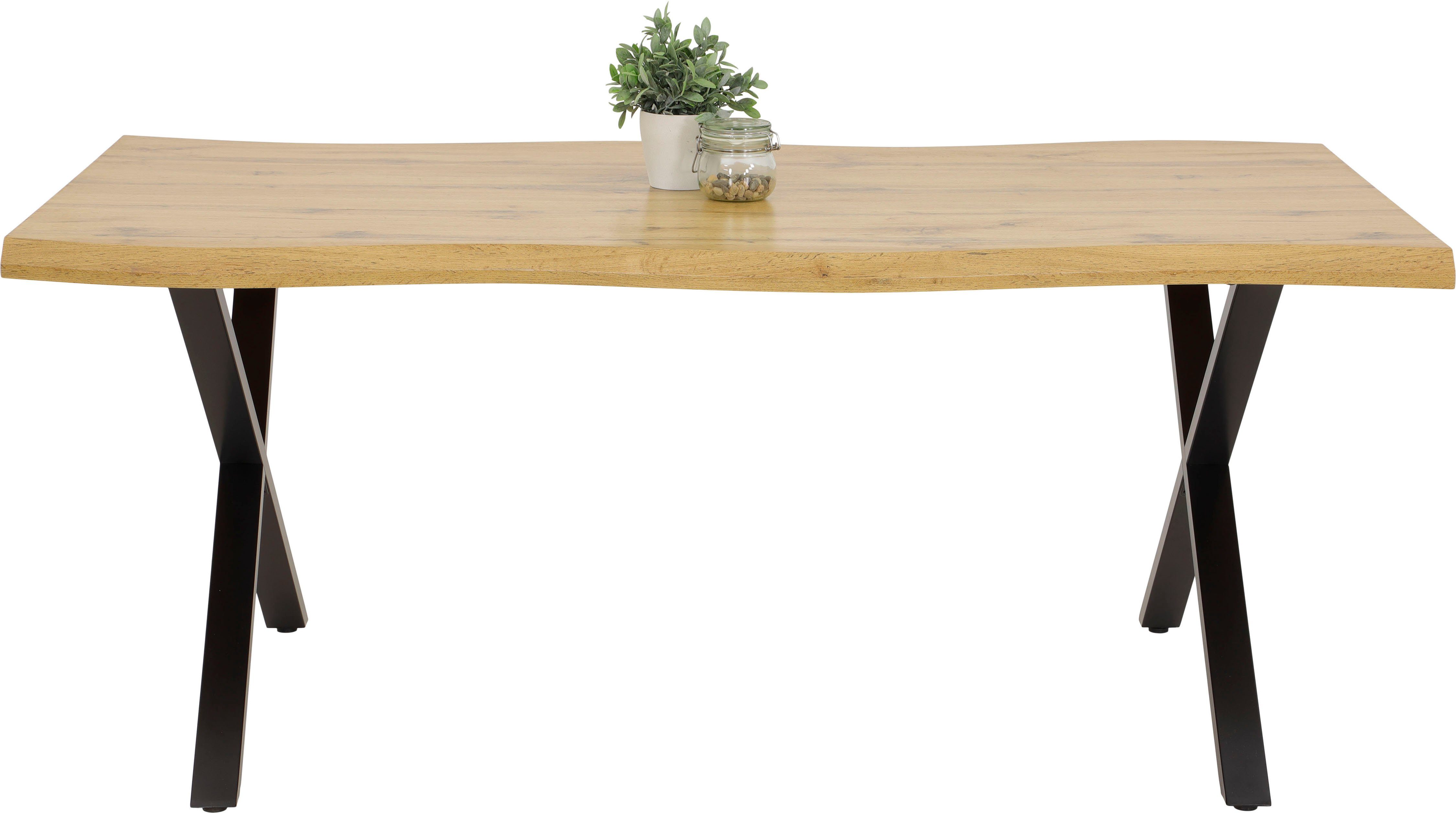 HELA Tafel met hout GERDA I Schaaldelen-look (Face Up) rechthoekige tafels beige