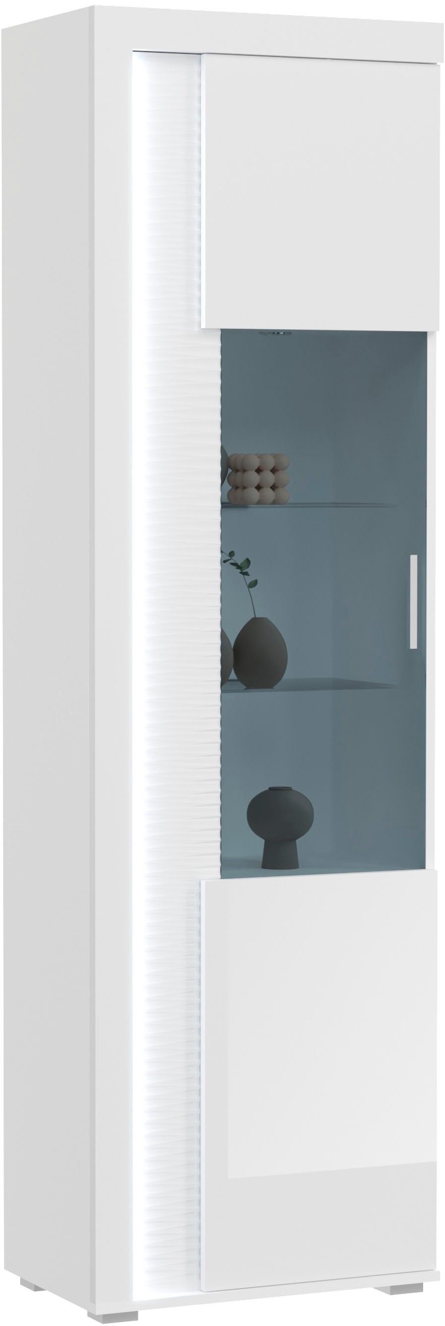 INOSIGN Vitrinekast Viborg, Hoogte 202 cm, inclusief verticale frontverlichting, links/rechts monteerbaar