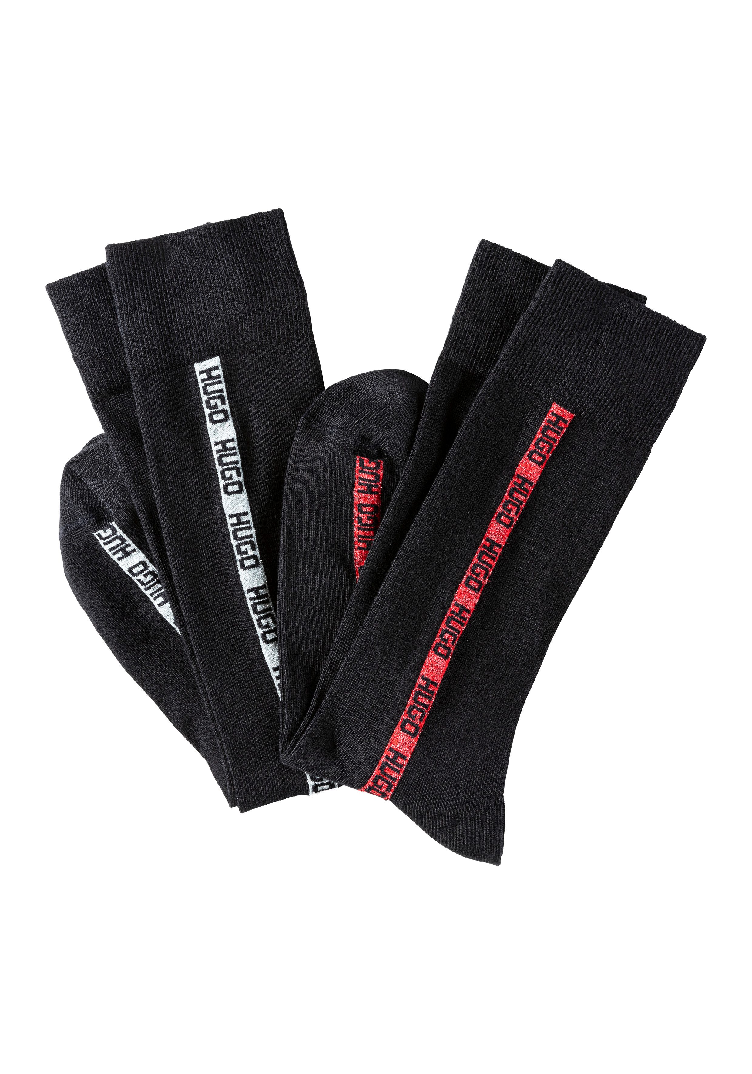 HUGO underwear Vrijetijdssokken 2P RS GIFT LUREX CC (2 paar, Set van 2) heren sokken maat 40-46 zwart
