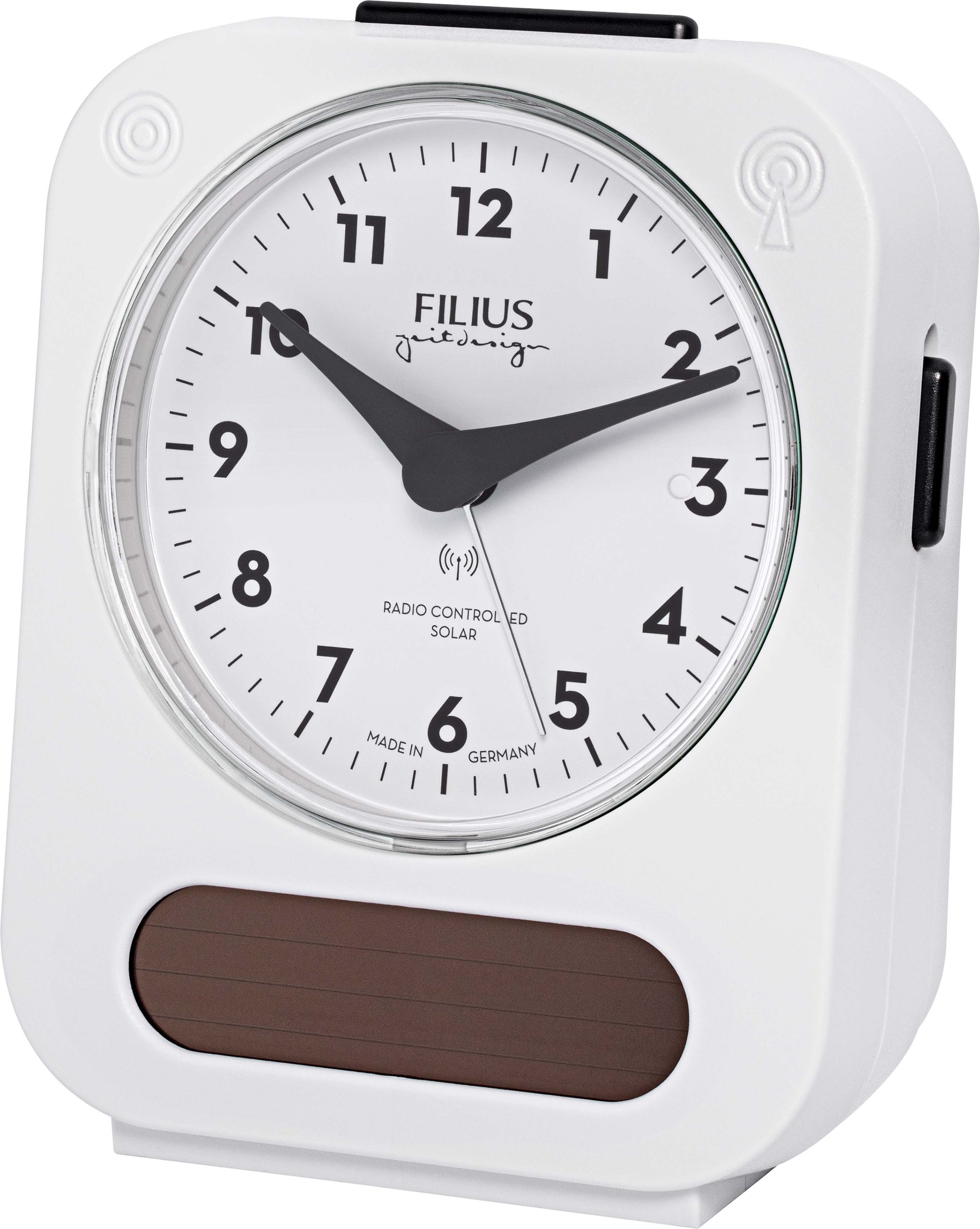 FILIUS zeitdesign Radiografische wekker 0543-0 Wecker, verlichting, zonne-energie, Made in Germany, slaapkamer, cadeau-idee wekkers wit