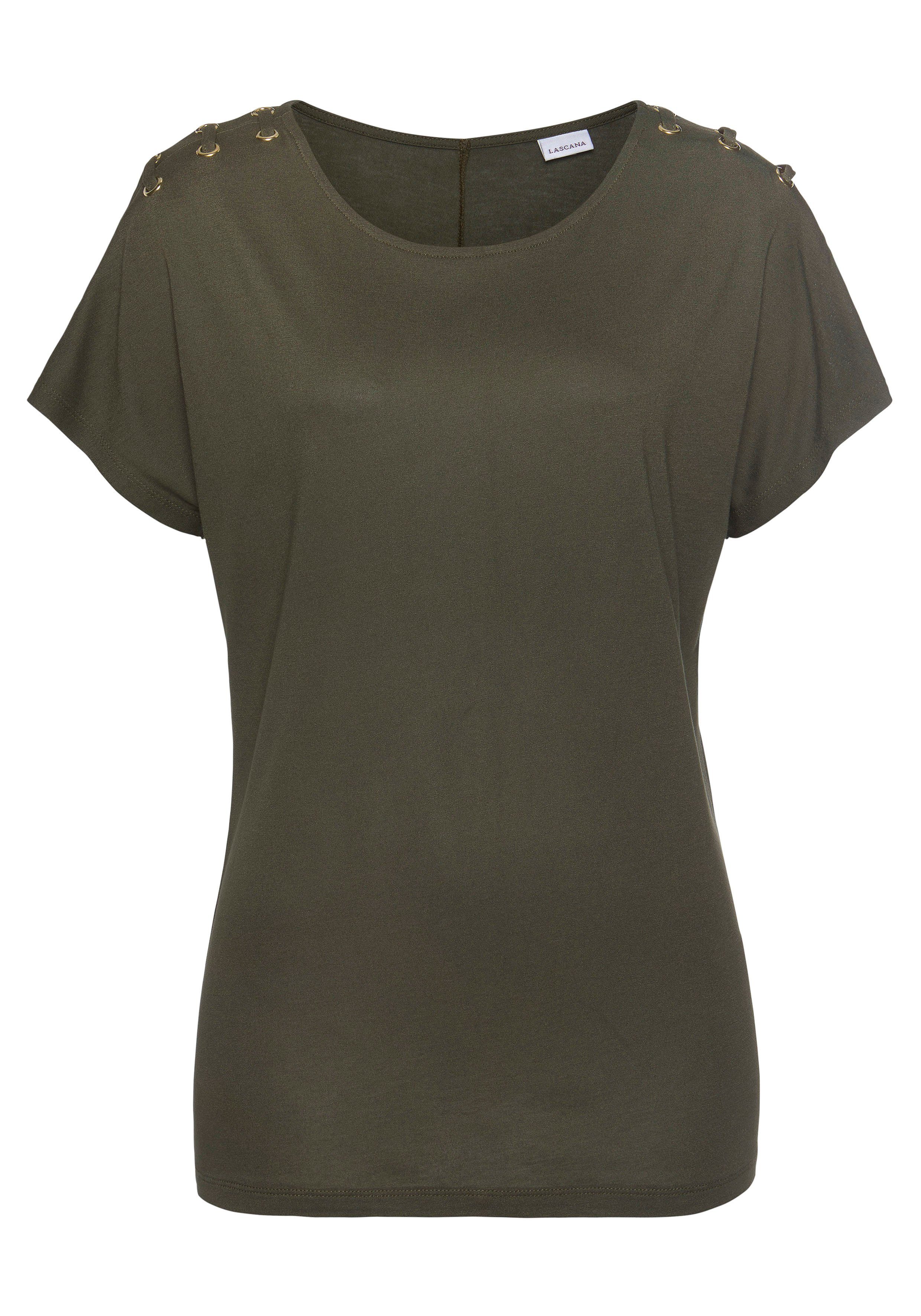 Lascana Shirt met korte mouwen met bandjes op de schouders, t-shirt, zachte jersey stof