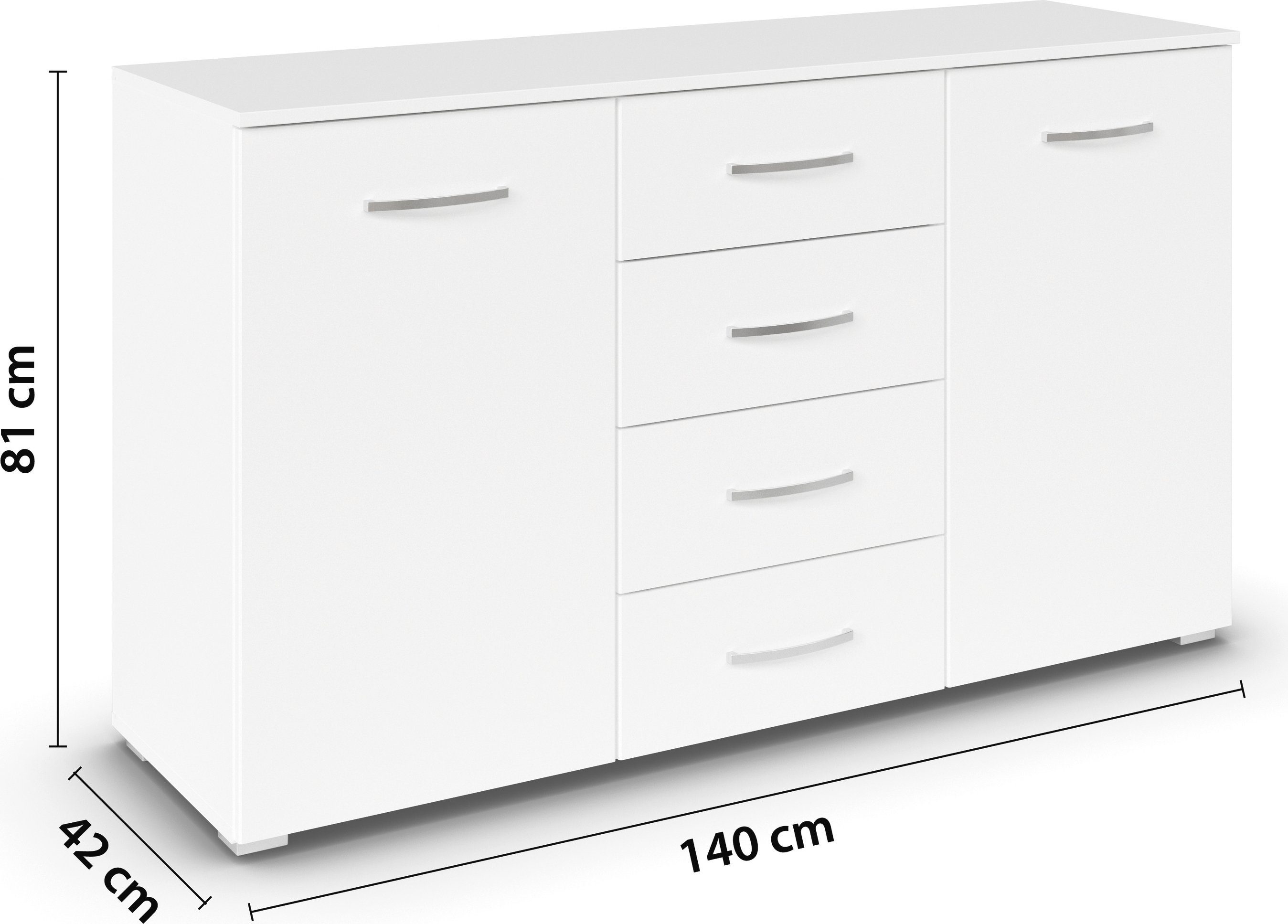 rauch Kast met laden en deuren Pure by Aditio in minimalistisch ontwerp, 4 lades met softclose-functie