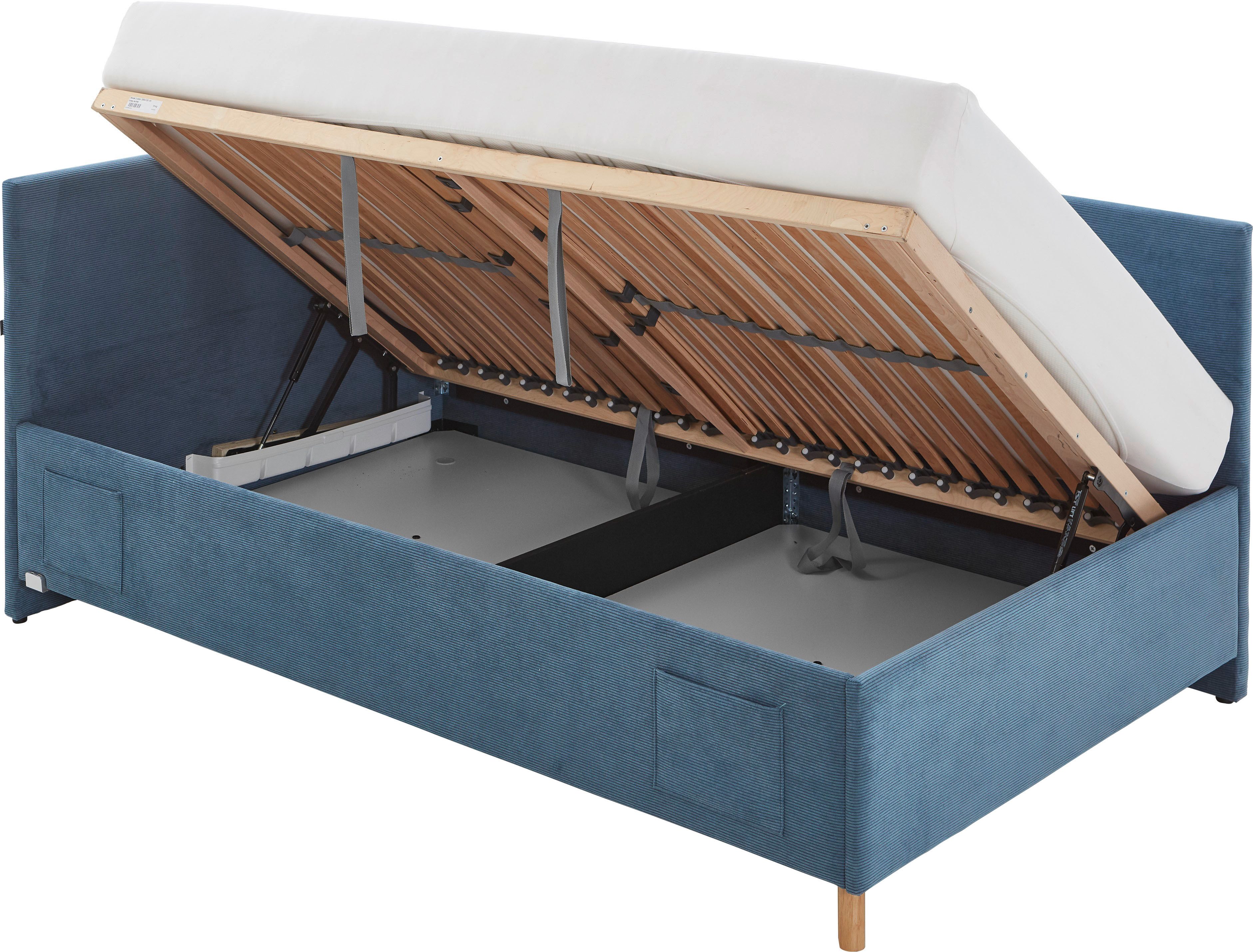 meise.möbel Kinderledikant COOL II Bekleed bed naar keuze met bedkist, tienerbed inclusief USB-aansluitingen