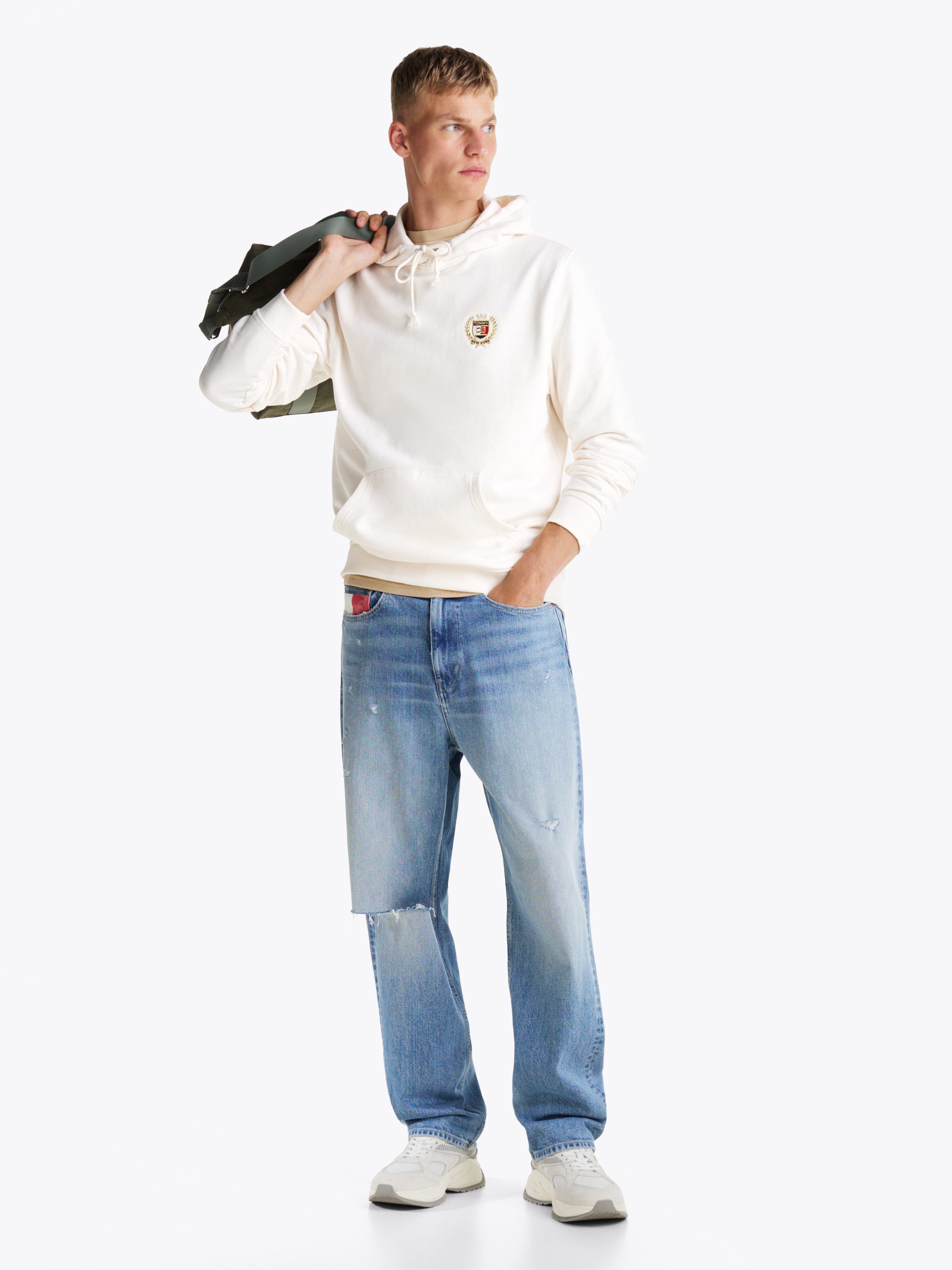 TOMMY JEANS Sweatshirt TJM REG TJ FLAG CREST HOOD EXT geborduurd merkembleem op borsthoogte
