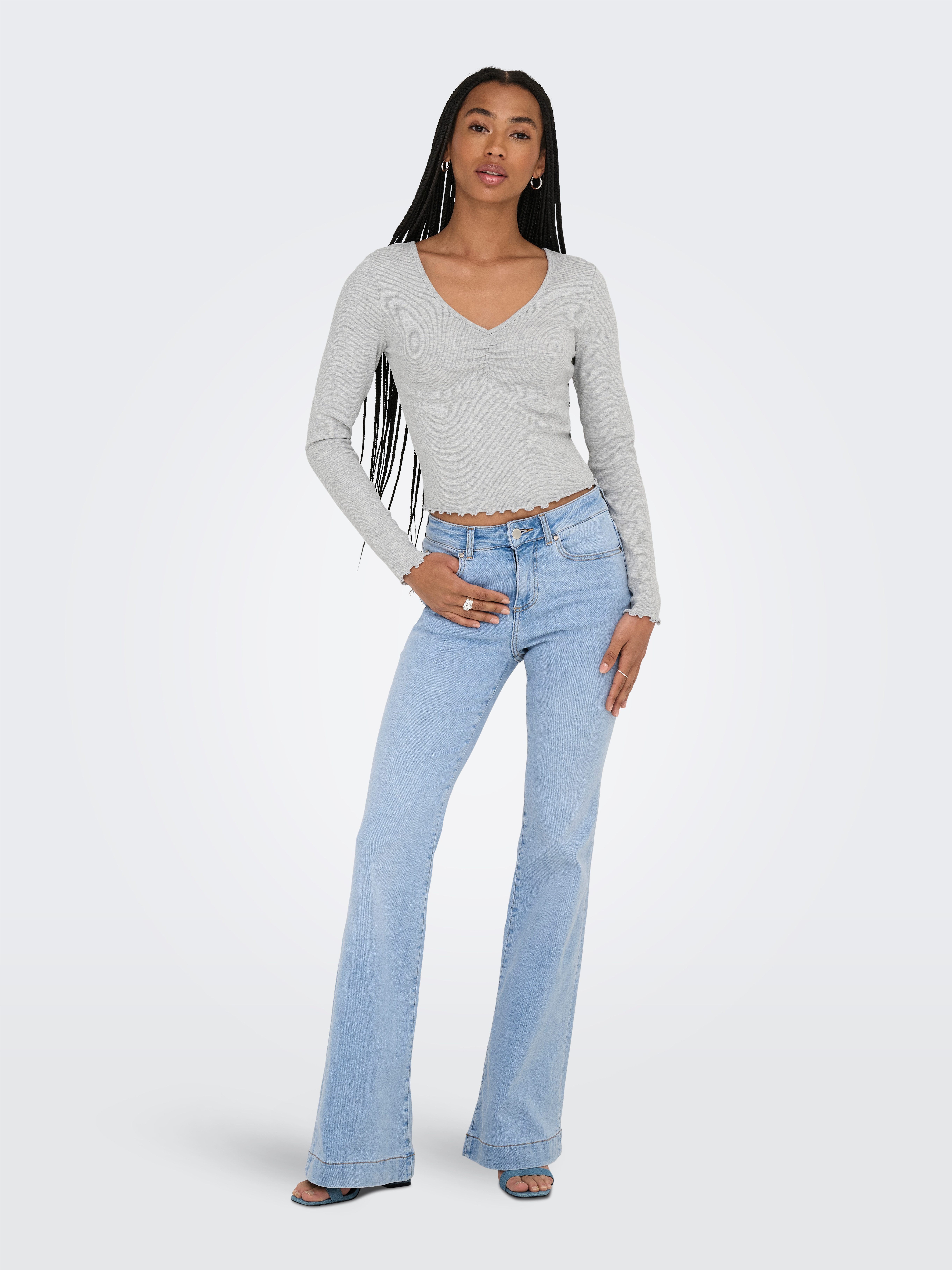 Only Shirt met lange mouwen ONLBETTY L/S V-NECK TOP CC JRS