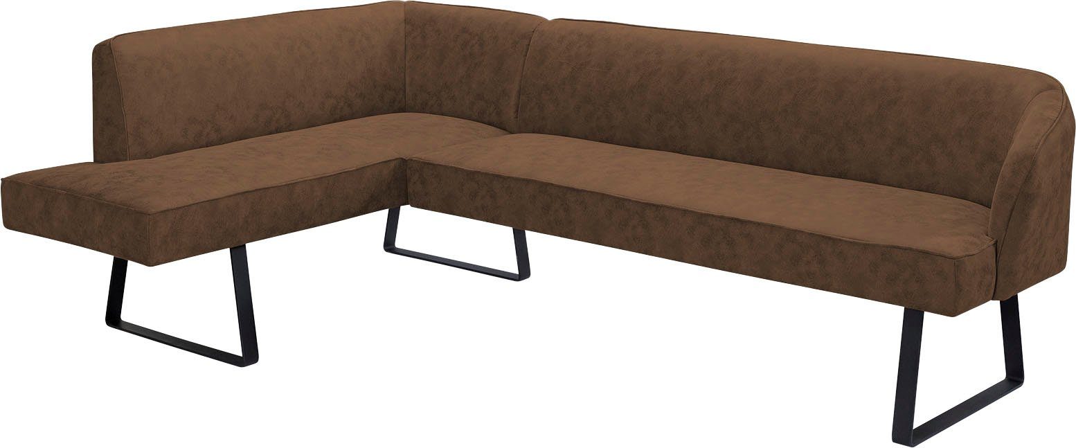 exxpo - sofa fashion Hoekbank Americano met opstaande naad en metalen poten, bekleding in verschillende kwaliteiten