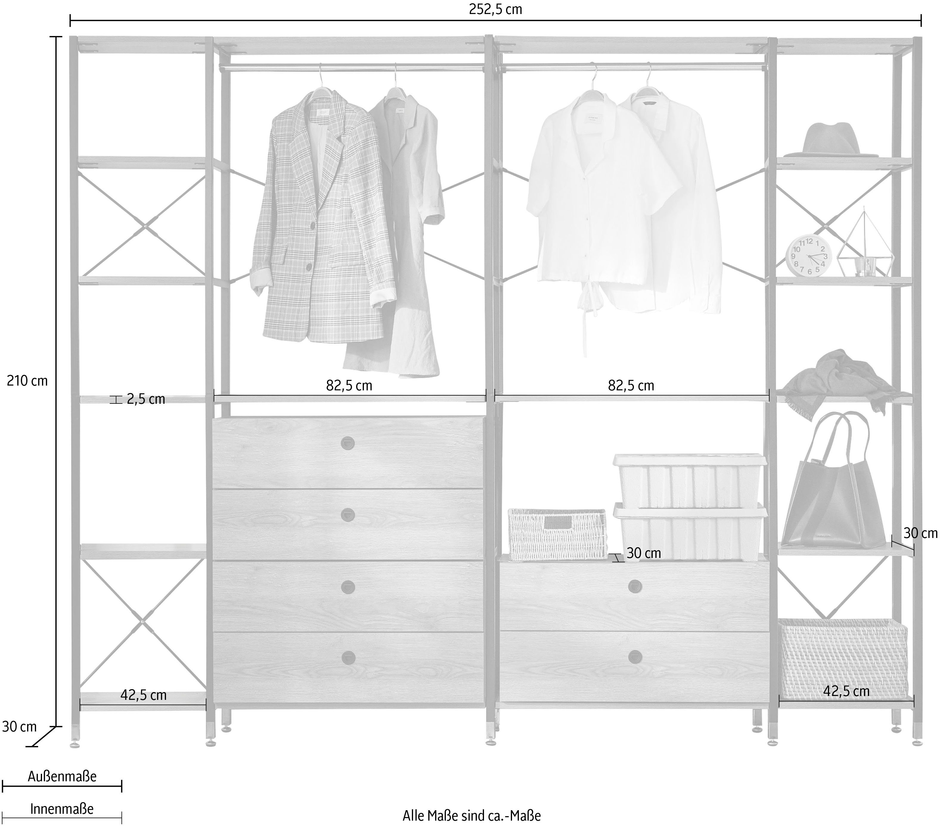 INOSIGN Multifunctionele kast Connor veelzijdig, geschikt voor alle ruimtes, breedte 252,50 cm