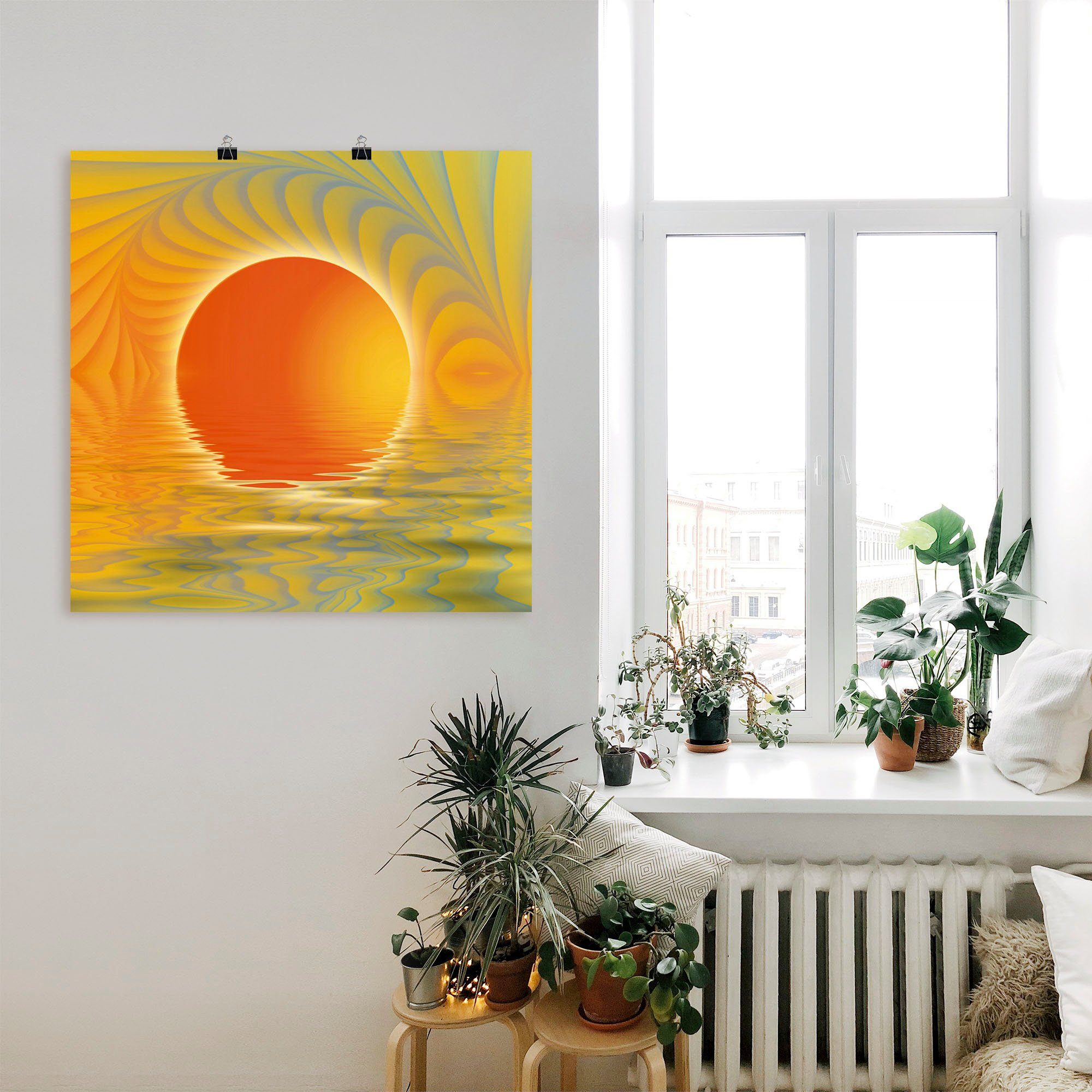 Artland Artprint Abstracte zonsondergang als artprint op linnen, poster in verschillende formaten maten