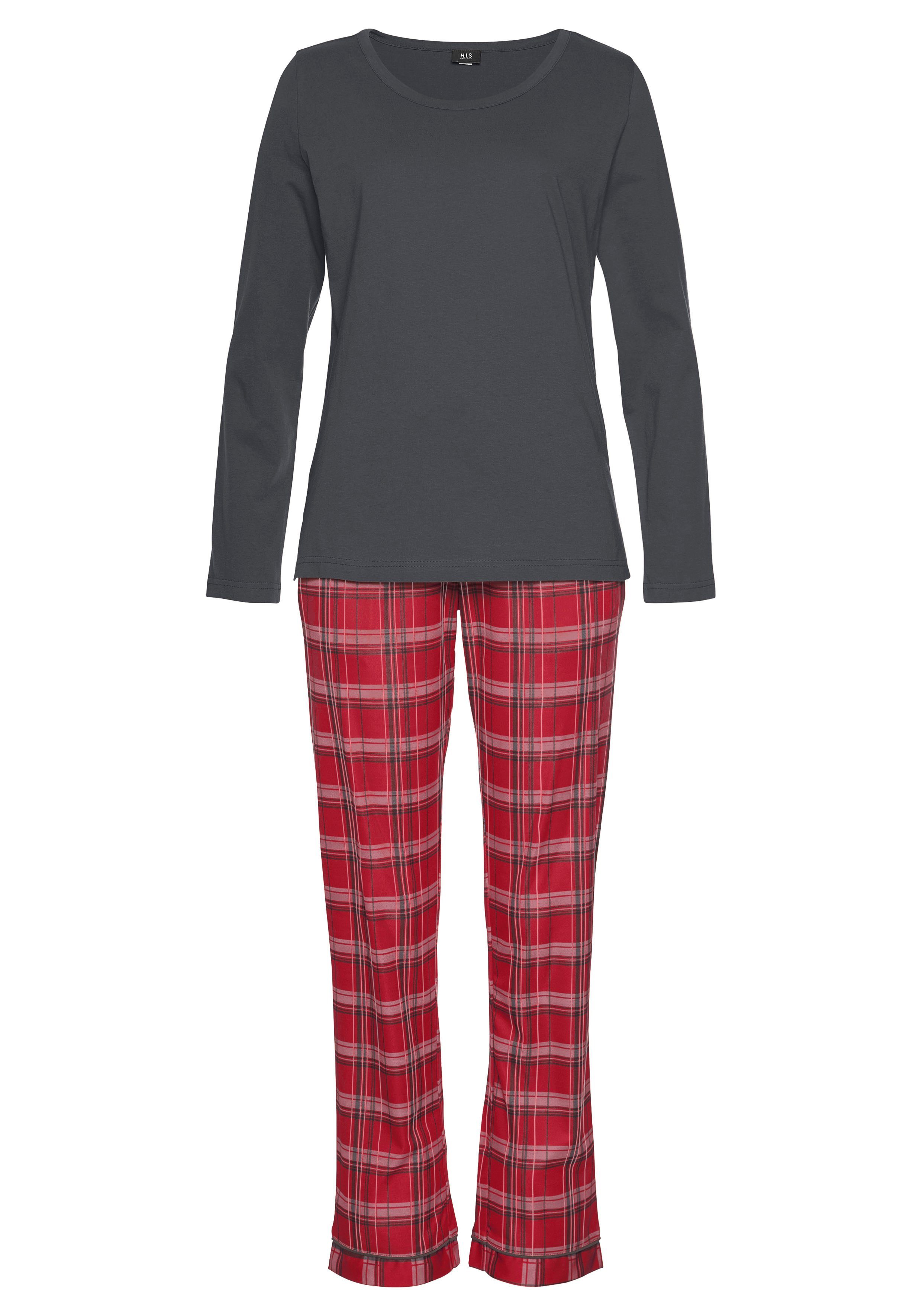 H.I.S Pyjama met geruite pyjamabroek (2-delig, 1 stuk)