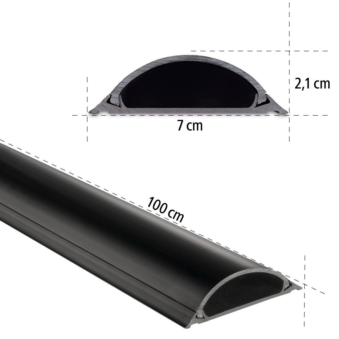 Hama Kabelgoot zelfklevend, halfrond, 100 x 7 x 2,1 cm, PVC
