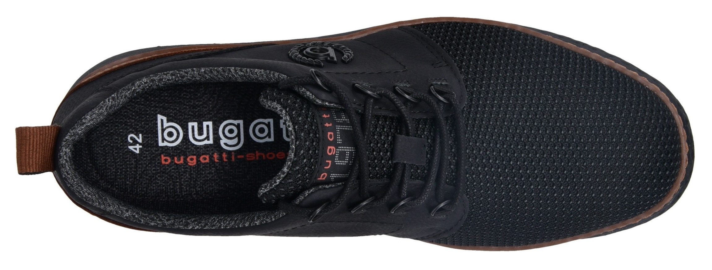 Bugatti Veterschoenen , vrijetijdsschoen, lage schoen, veterschoen met contrasterende afwerking op de hiel
