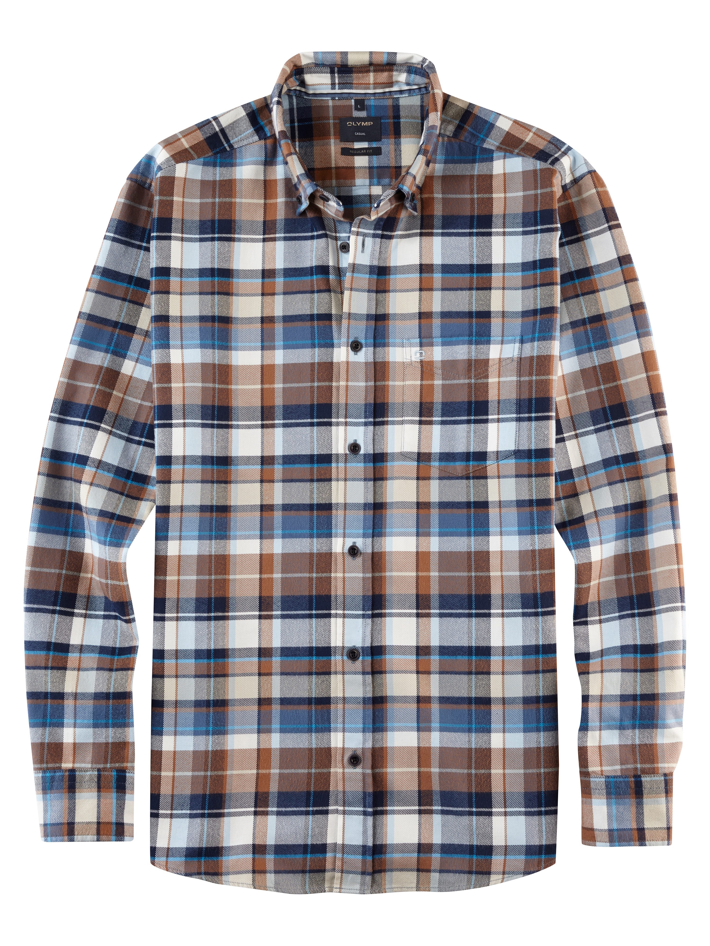 OLYMP Overhemd met lange mouwen Casual in ruitdessin, button-down-kraag