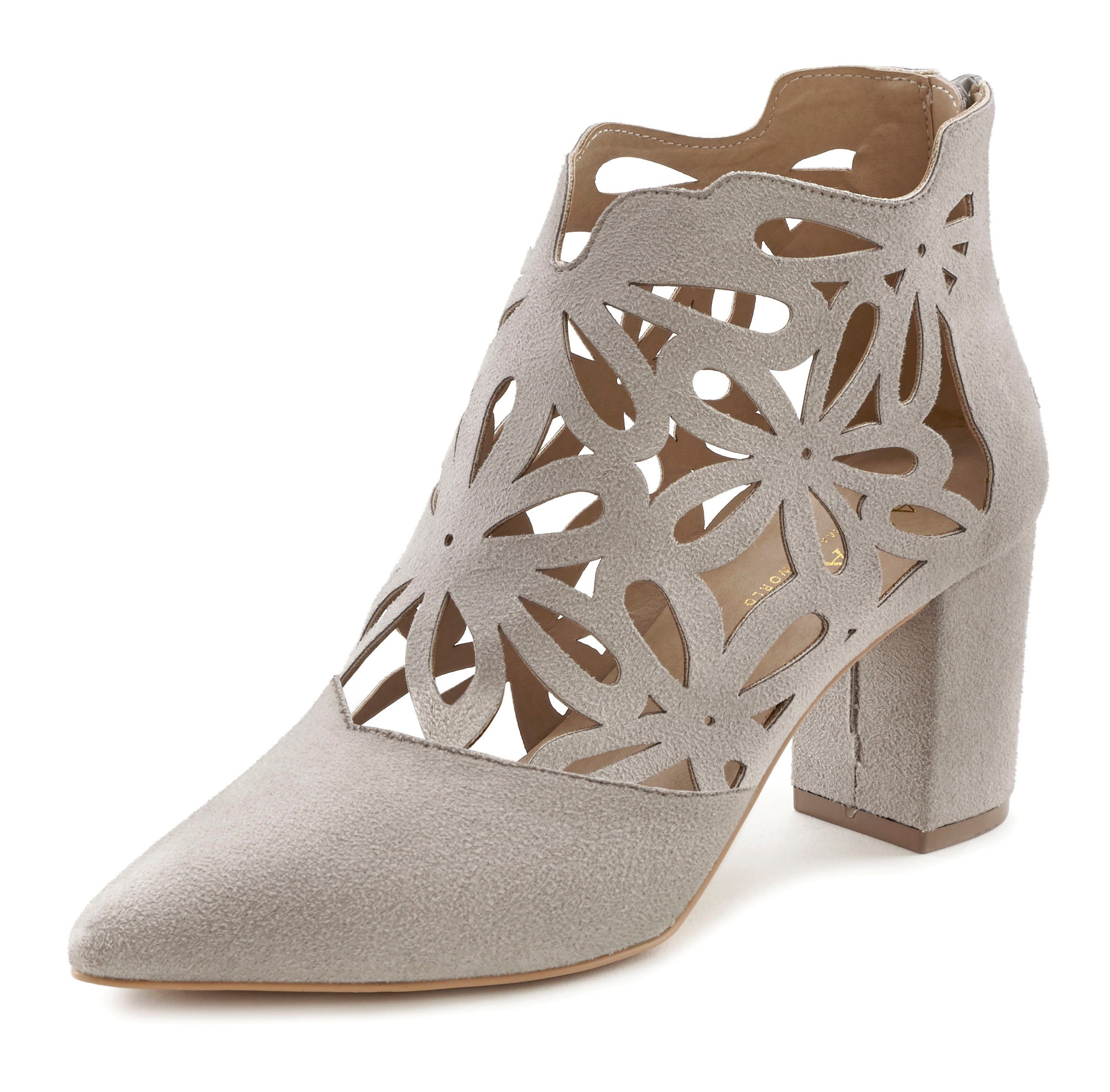 Lascana Highheel-laarsjes met vrouwelijke punt en blokhak, ankle boot, laars