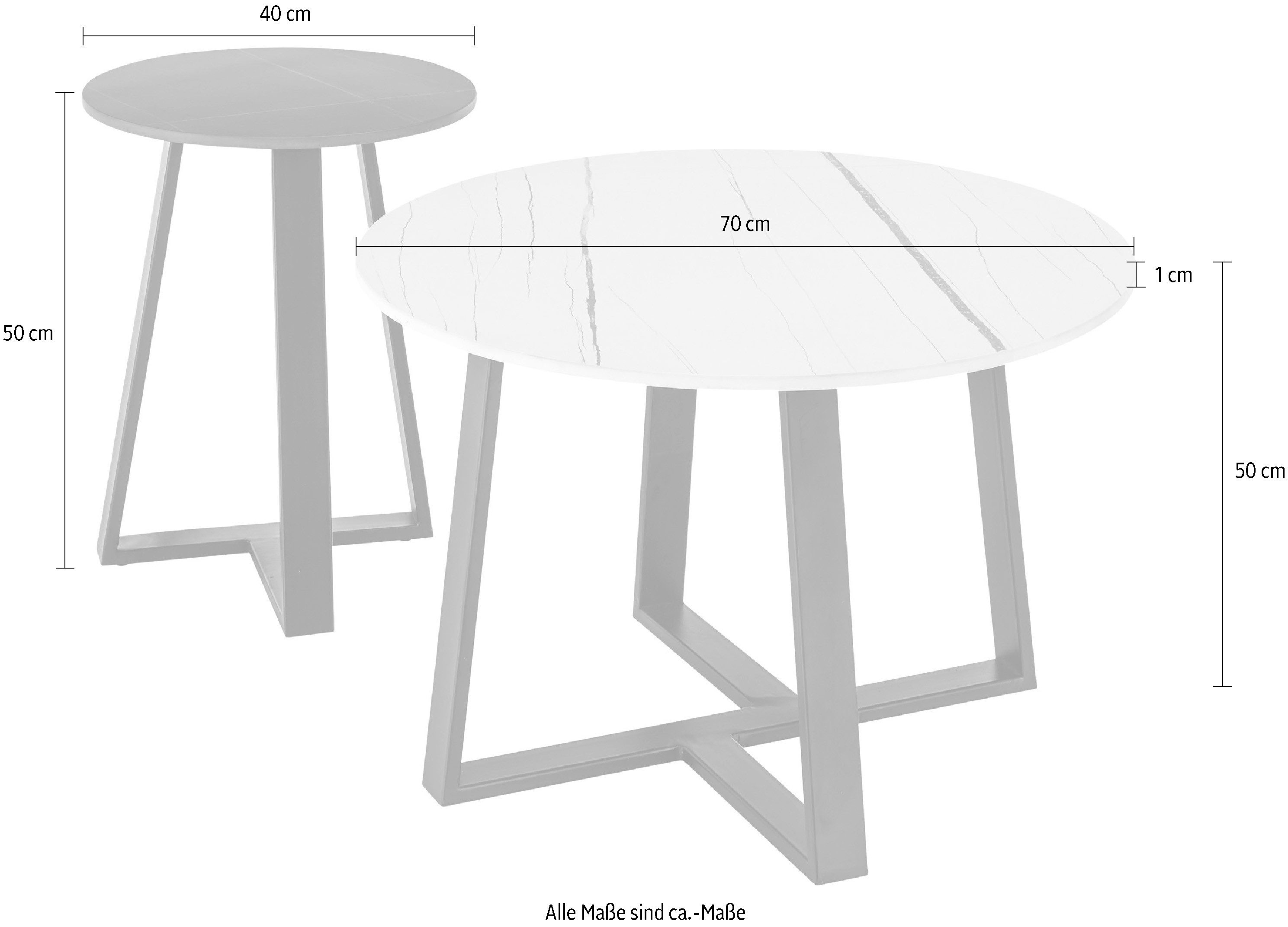 Stolkom Salontafel Jason 2-delig set keramiek wit en zwart