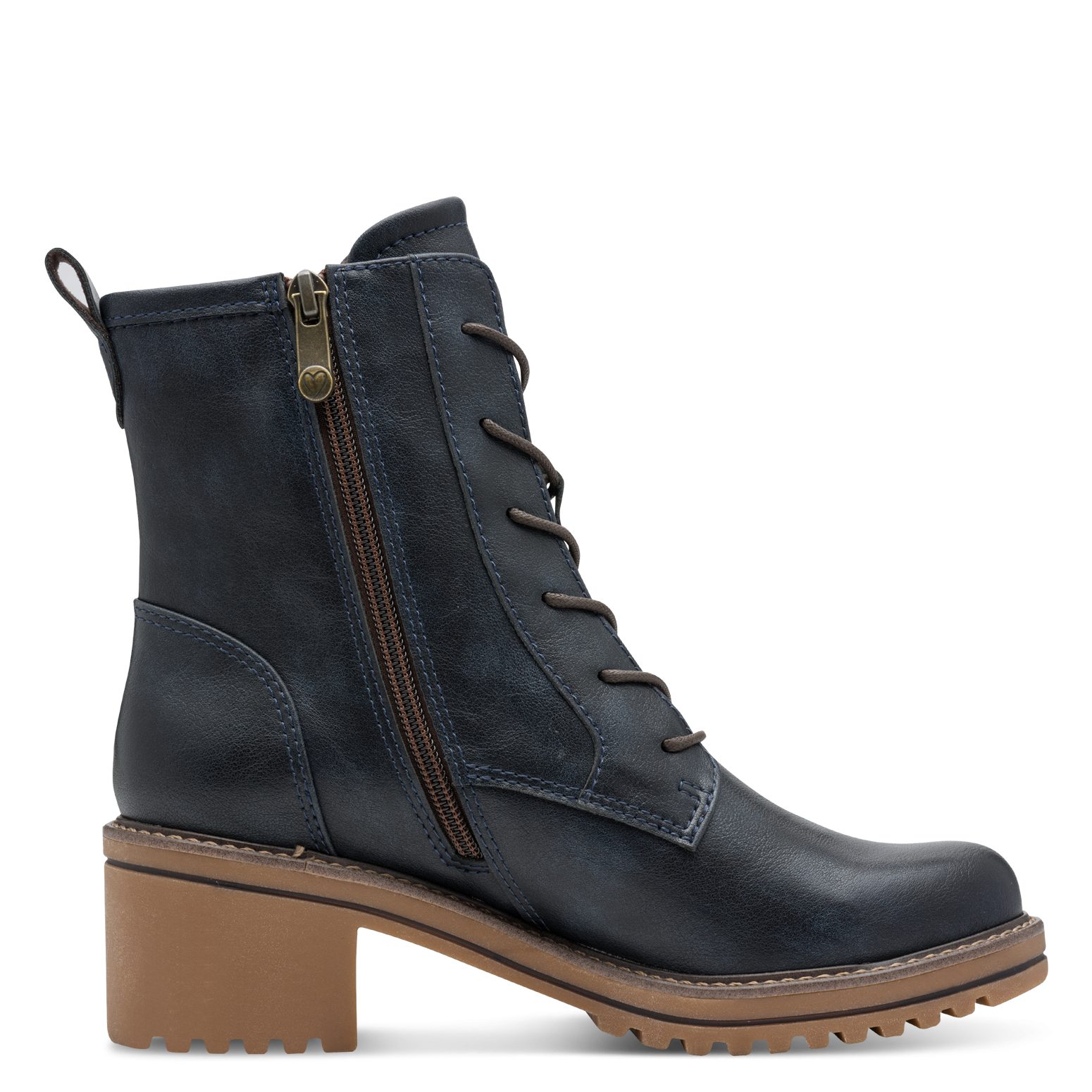 Marco Tozzi Winterlaarzen , blokhak, veterschoenen, enkellaarsjes met contrast-frame naad