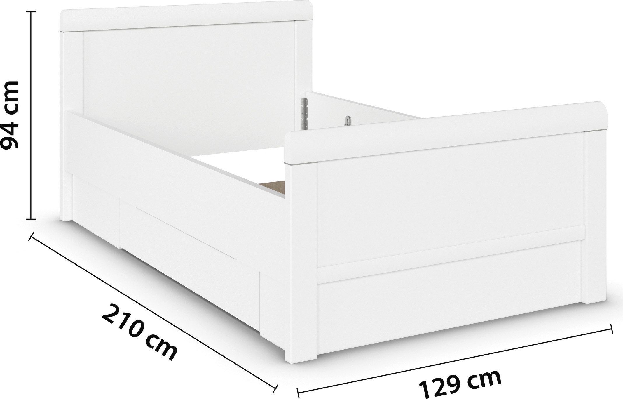 rauch Ledikant met bergruimte Bed Eenpersoons Stollenbed Bedkasten EVELYN in comfortabele hoogte met houten hoofdeinde en lades made in germany