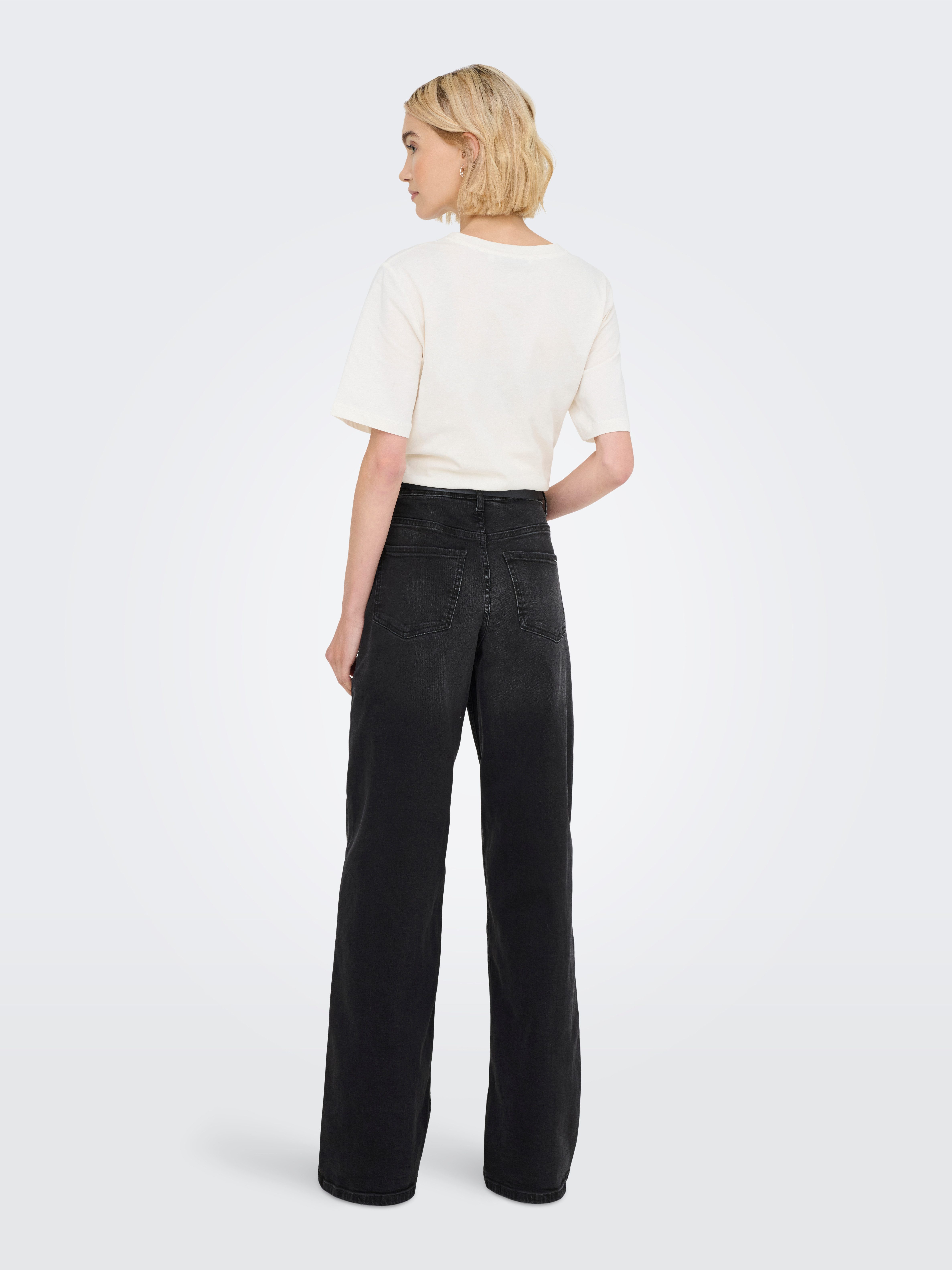 JDY High-waist jeans JDYFELINA-FINA HW WIDE BLK JEANSDNM NOOS