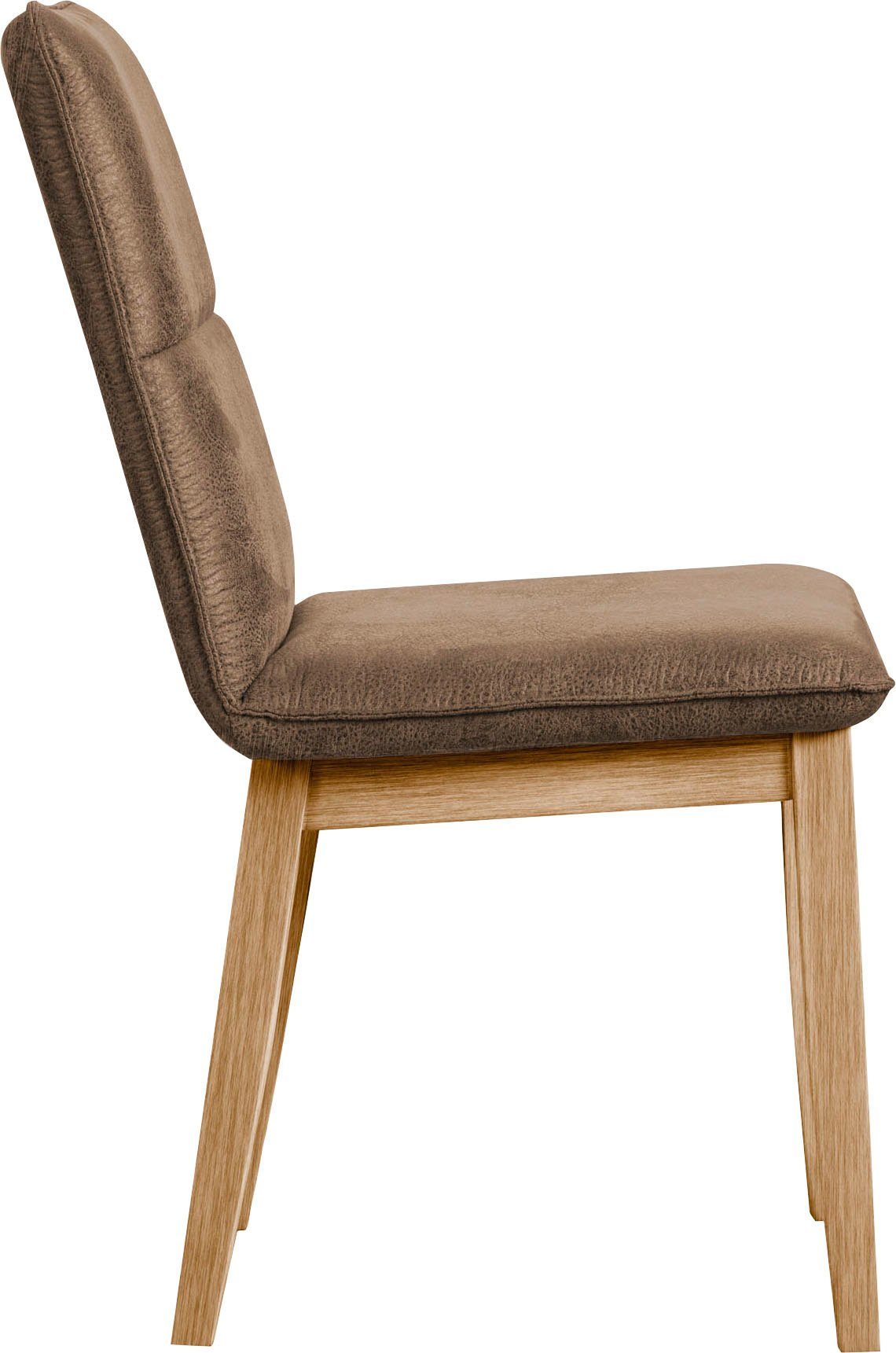 Home affaire Eetkamerstoel Beluna gestoffeerde stoel eetkamer bestseller Frame en poten van massief eiken, modern landhuis (set, 2 stuks)