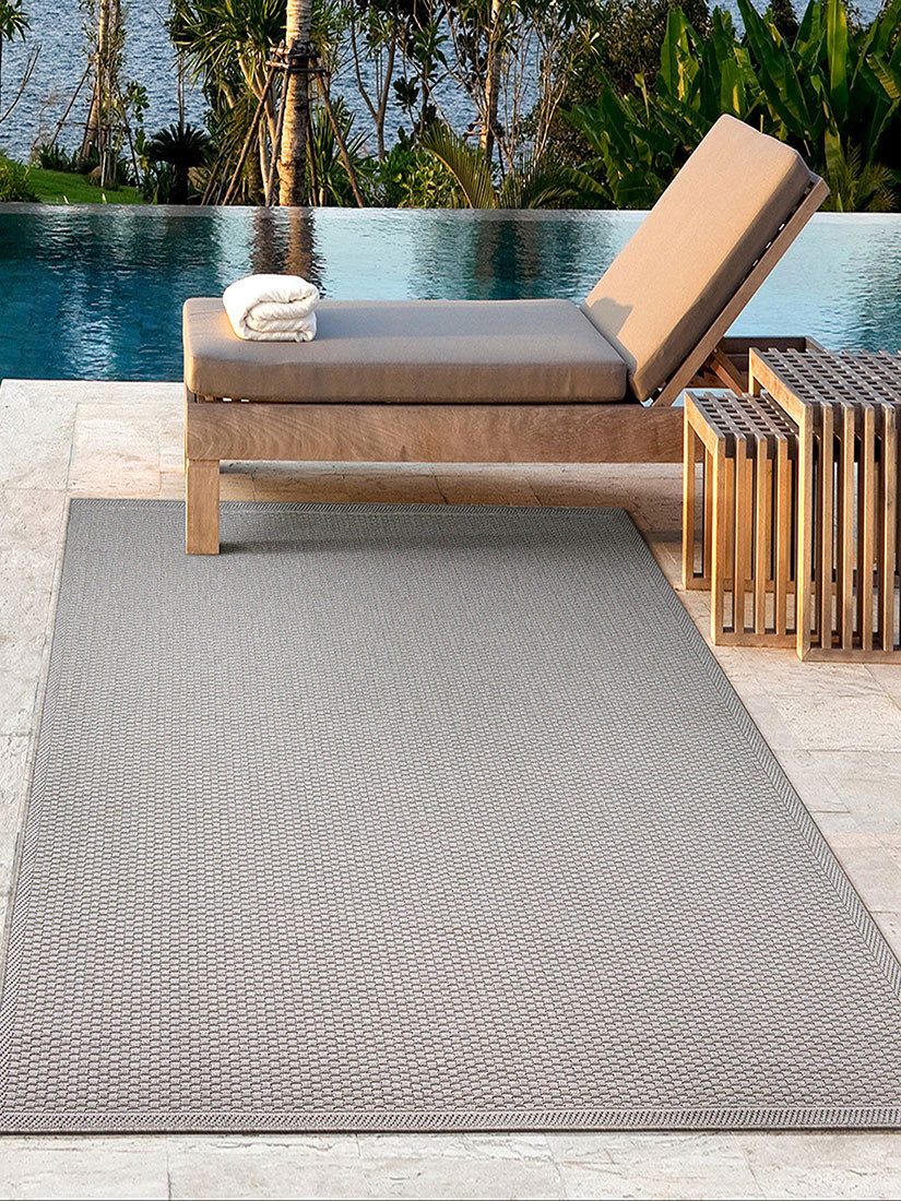 OTTO The carpet Vloerkleed Toulouse moderne robuuste binnen- en buitenkleed moderne vloerkleden maat 140 cm x 200 cm x 1 mm grijs
