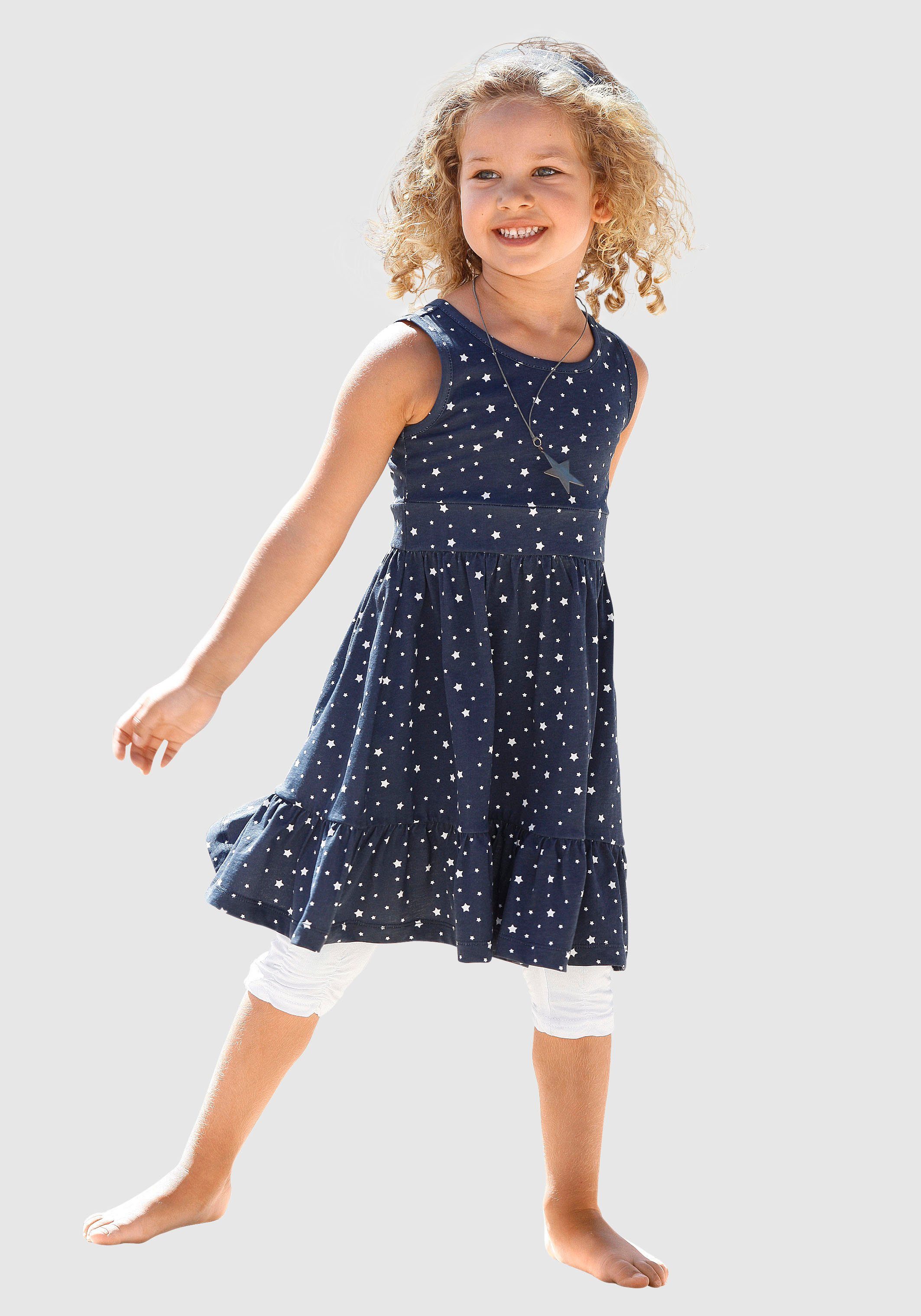 KIDSWORLD Jerseyjurk 2-delig shirtjurk + haarband in schattig sterren-allover feestelijke gelegenheden, knie-lange, speelse stijl, van katoen (set, 2-delig)