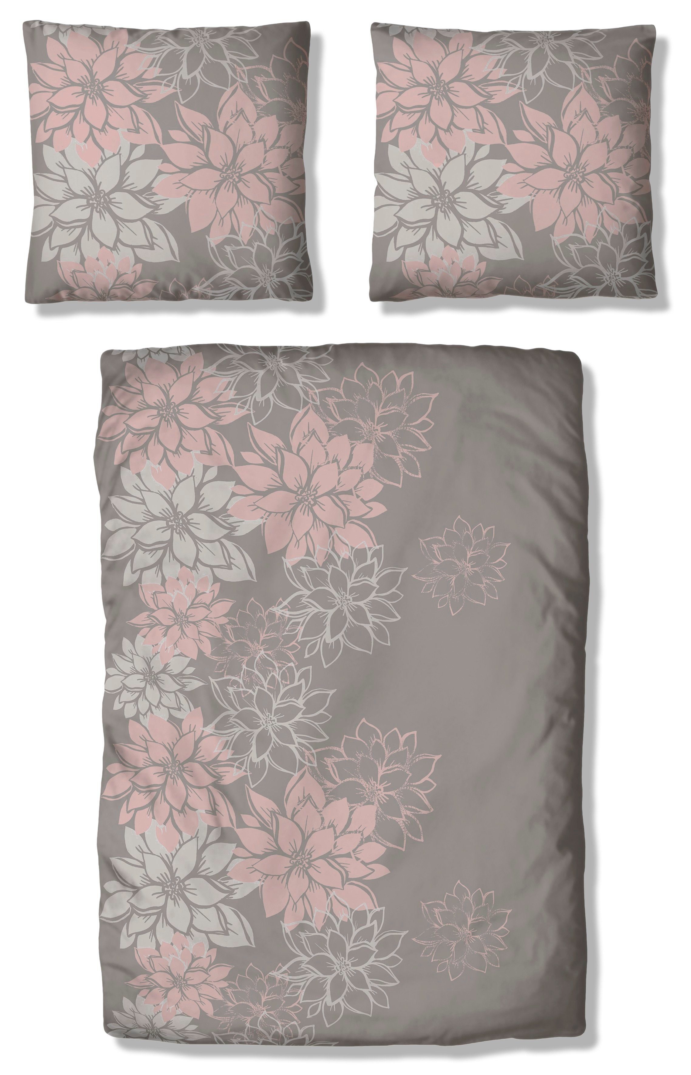 Home affaire Overtrekset Susan in mt. 135x200 of 155x220 cm in verschillende kwaliteiten, romantische dekbedovertrek met bloemen (2-delig)