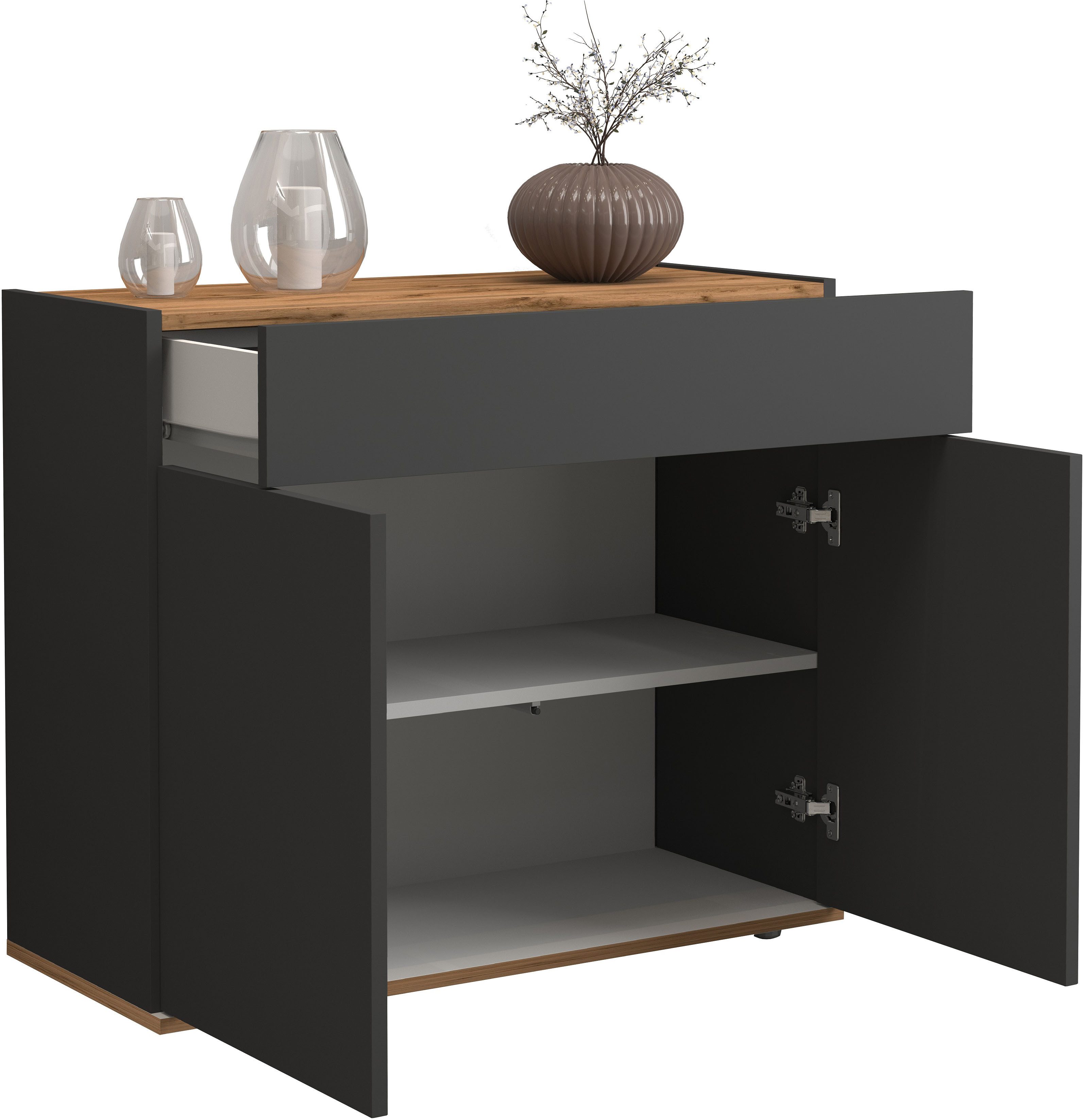 INOSIGN Dressoir Garda, Ladekast, Kast, Buffet 2 deuren, 1 lade, greeploos breedte 80,9 cm