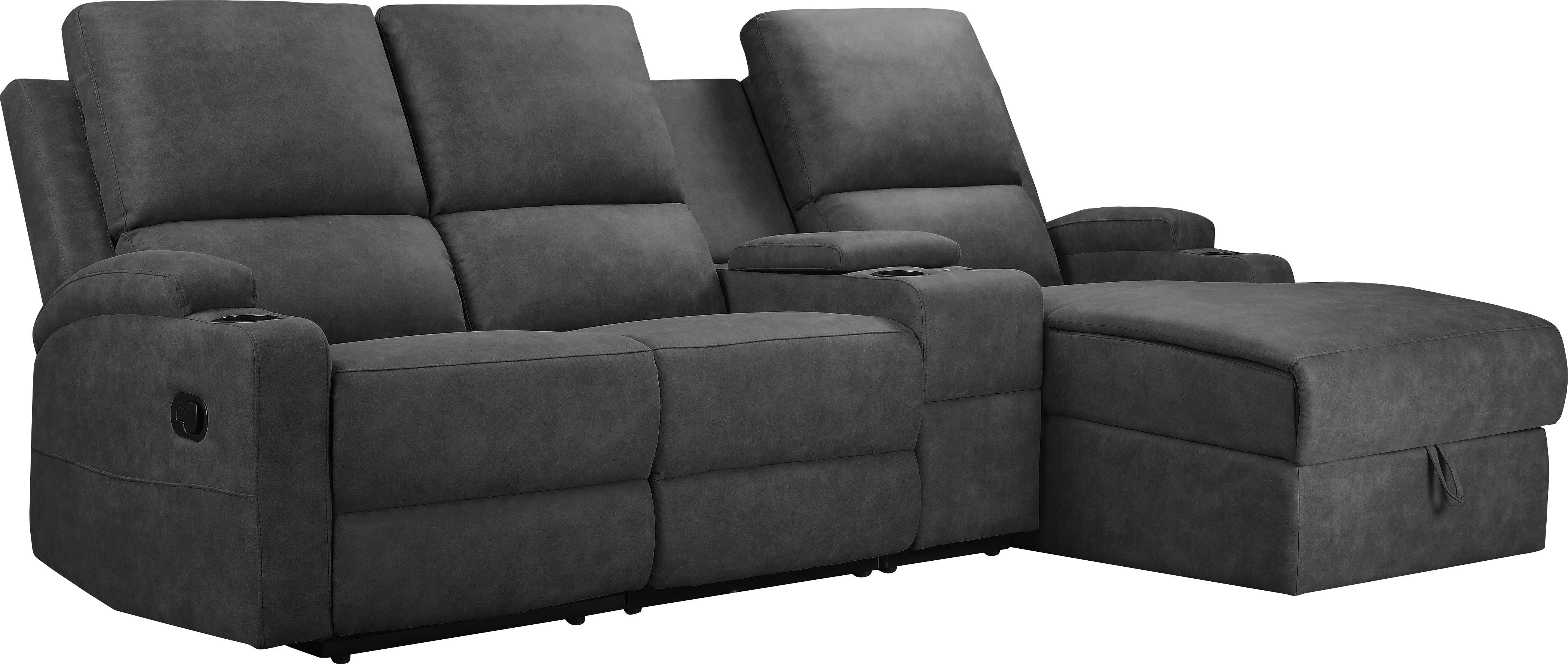 Home affaire Hoekbank Napori multimediabank, 3 bioscoopstoelen XXL, L-model, Bioscoopbank met relaxfunctie, bekerhouder, opbergvak en opbergbox
