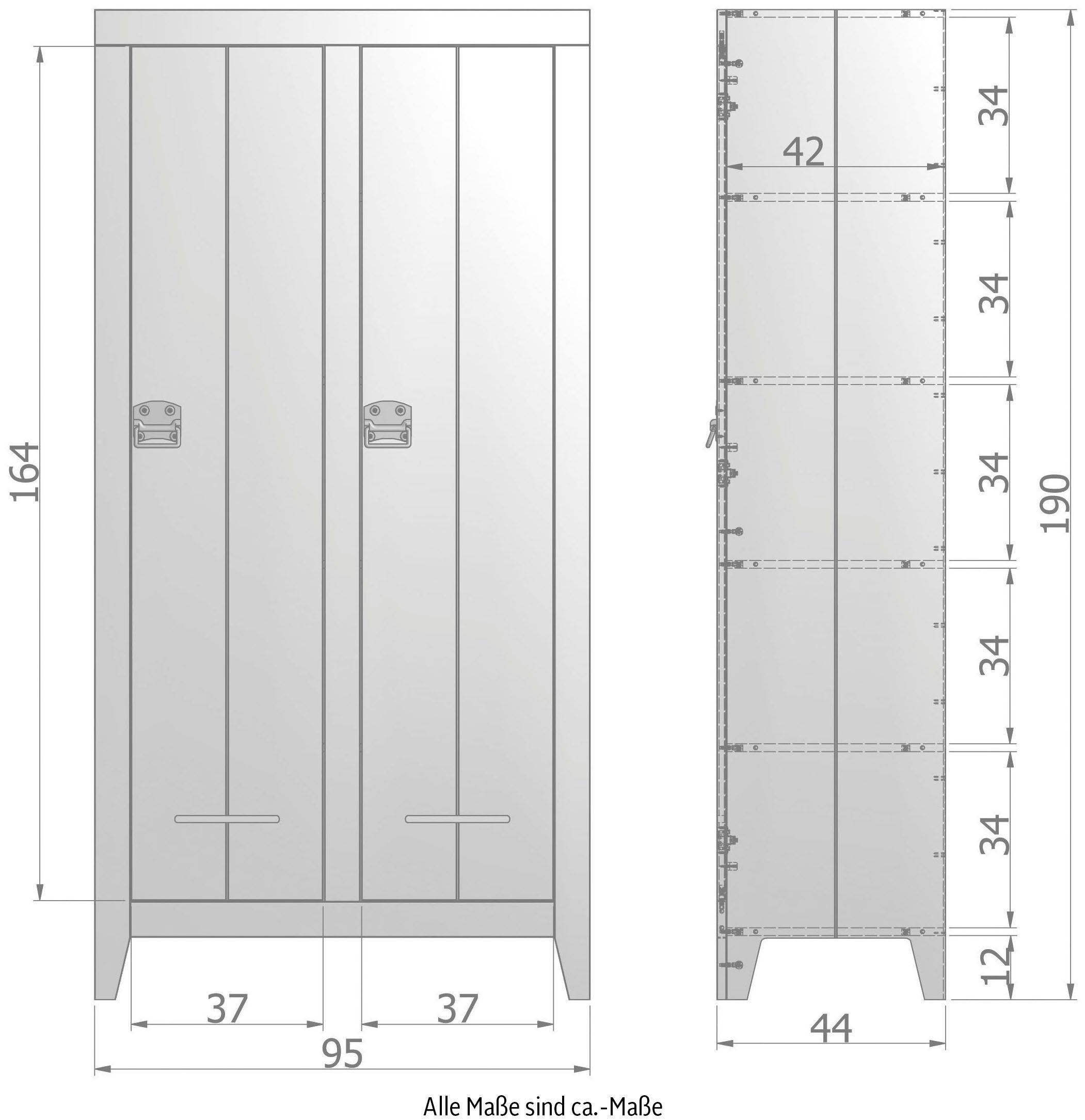 WOOOD Kledingkast Kluis 2-deurs, met metalen handgrepen, h 190 cm x b 95 cm