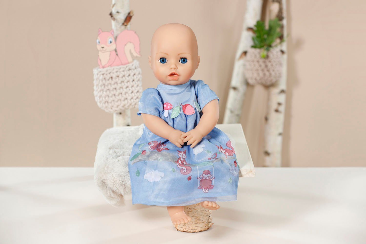 Baby Annabell Poppenkleding Jurk blauw eekhoorntje, 43 cm