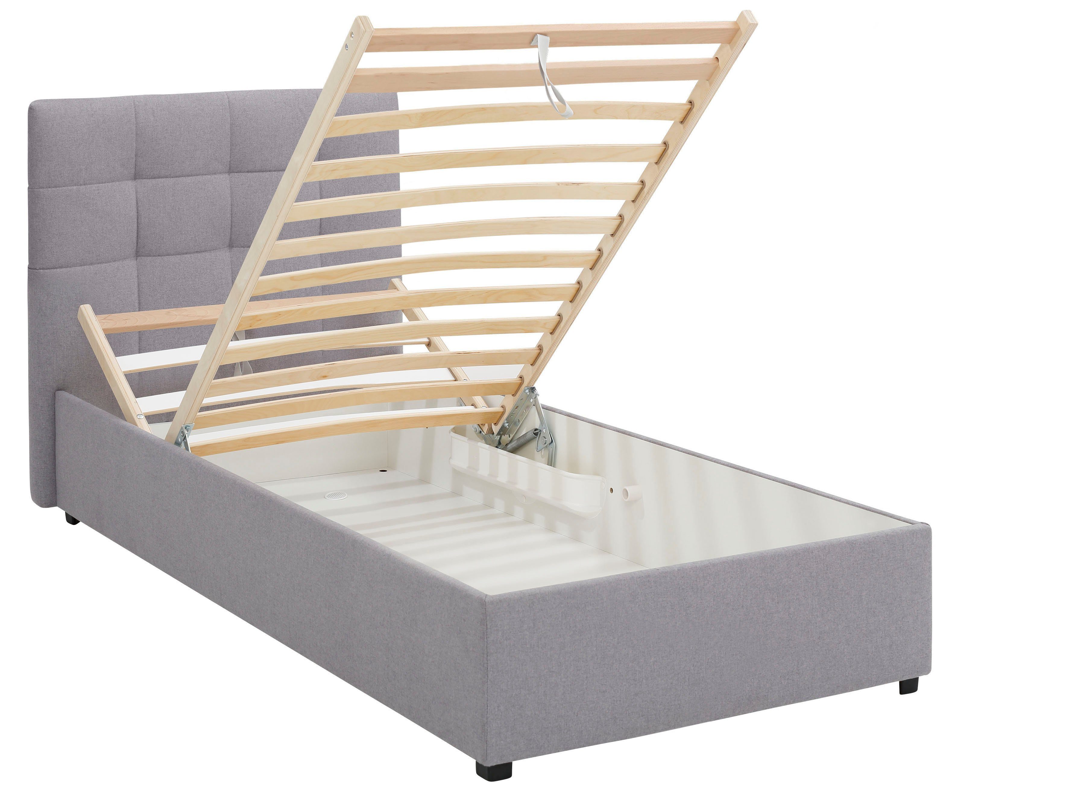 Lüttenhütt Gestoffeerd bed Endres met bedkist, naar keuze zonder matras/lattenbodem of incl. matras