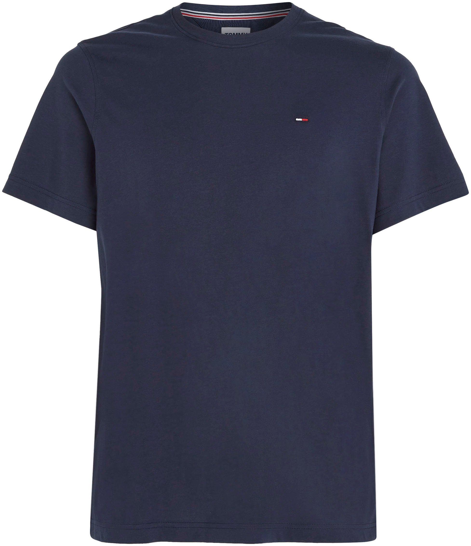 TOMMY JEANS T-shirt TJM ESSENTIAL SOLID TEE met ronde hals en subtiele logo-vlag
