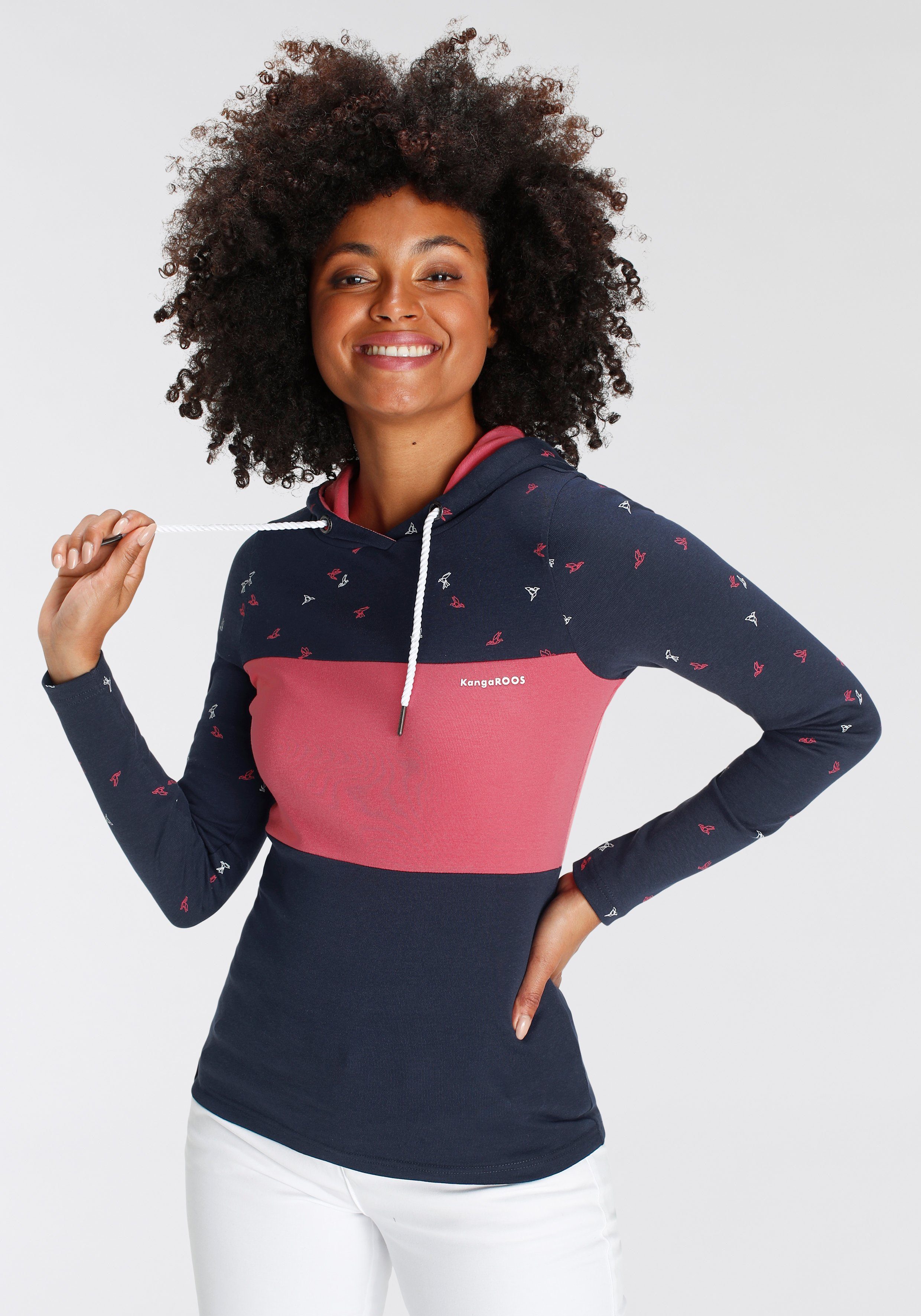 KangaROOS Capuchonshirt Lange mouwen, heupbedekkende snit, colourblocking-look